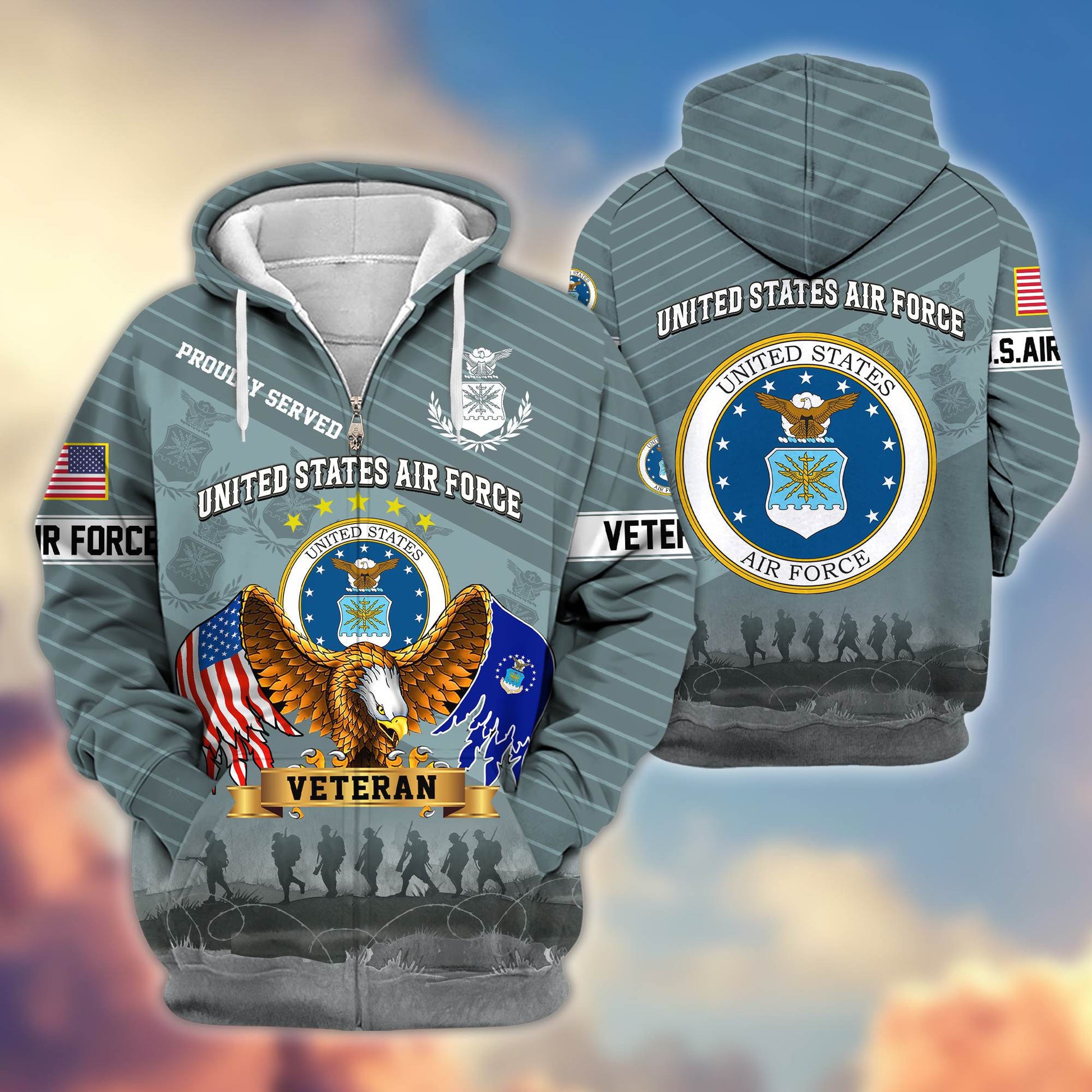 Premium USAF Veteran Zip Hoodie VPVC605411, Gifts For Air Force Veteran