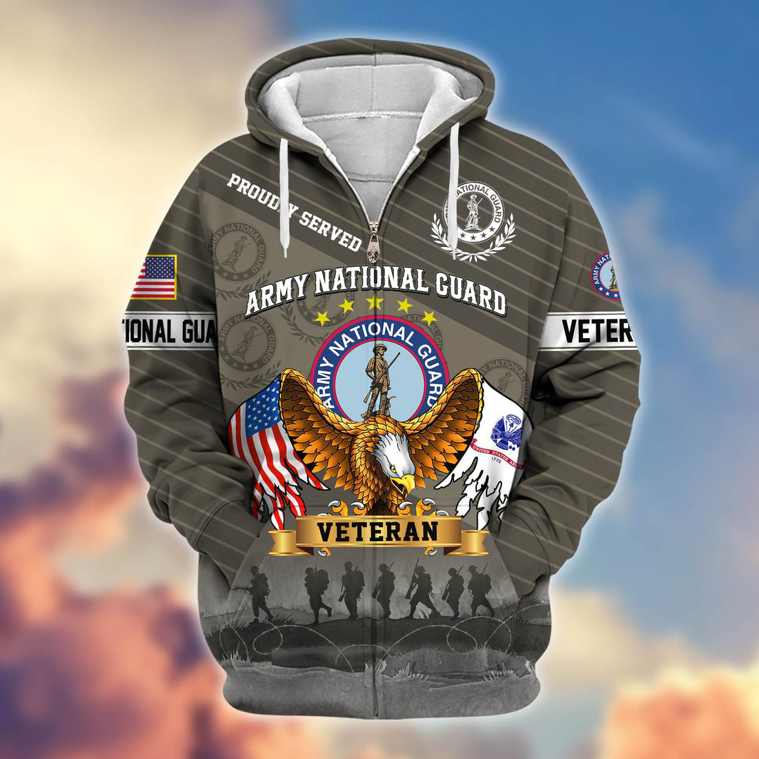 Premium Army National Guard Zip Hoodie VPVC605408, Gifts For Army National Guard Veteran