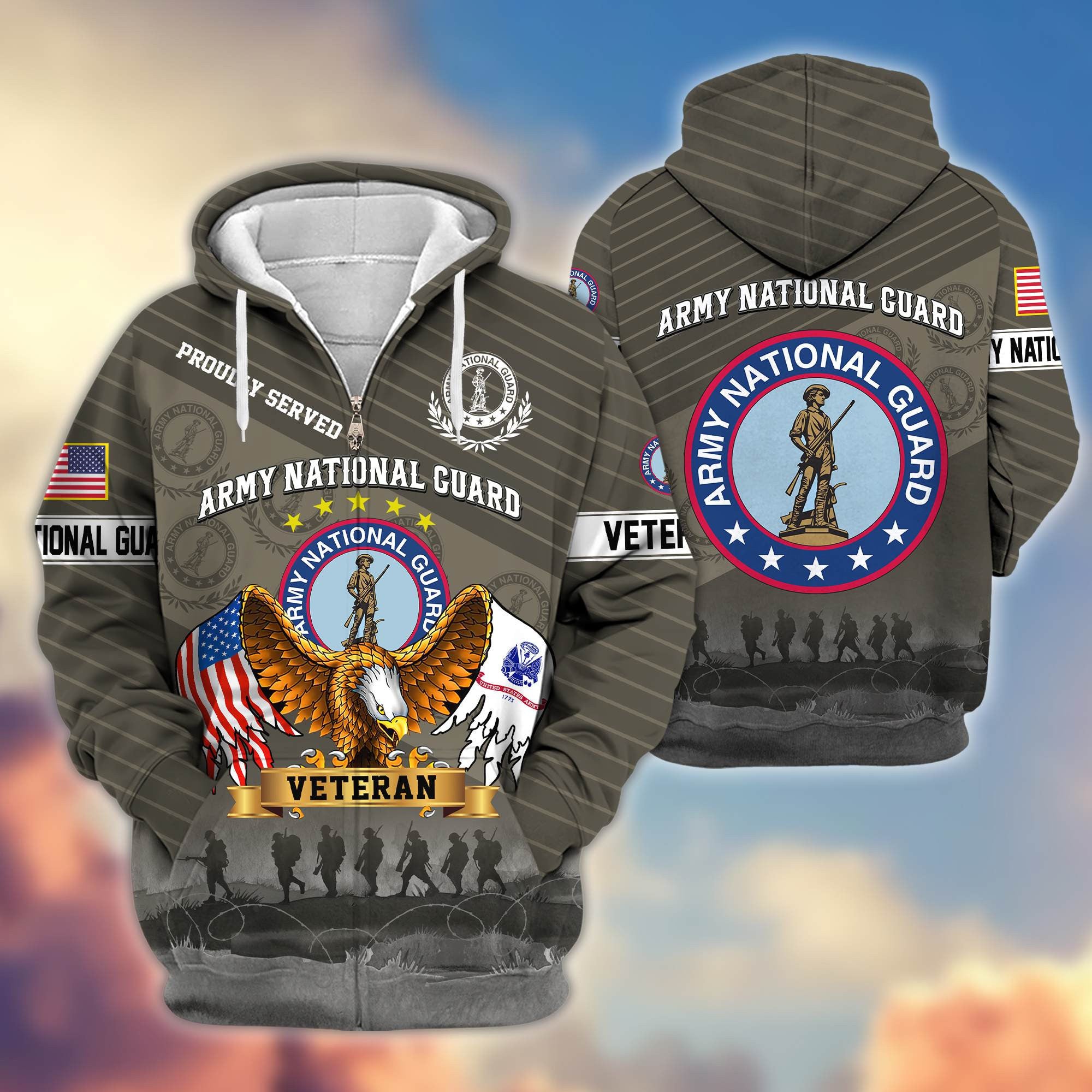 Premium Army National Guard Zip Hoodie VPVC605408, Gifts For Army National Guard Veteran