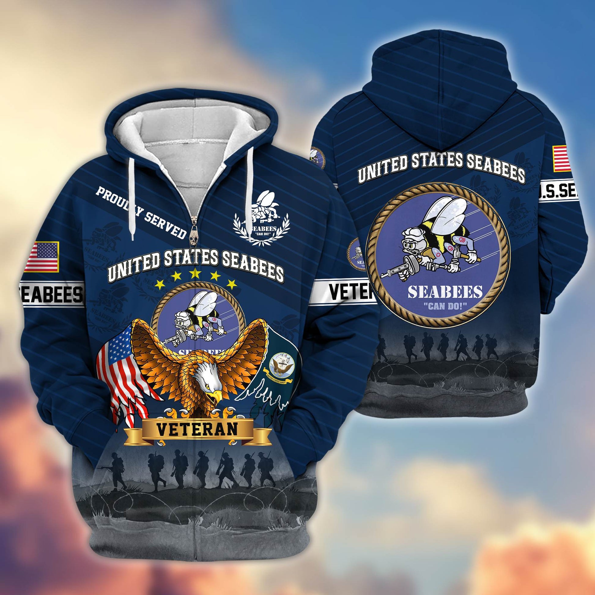 Premium US Seabees Zip Hoodie VPVC605409, Gifts For Seabees Veteran