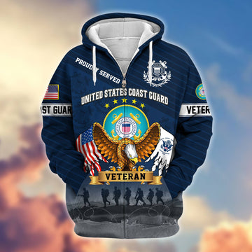 Premium USCG Veteran Zip Hoodie VPVC605405, Gifts For Coast Guard Veteran