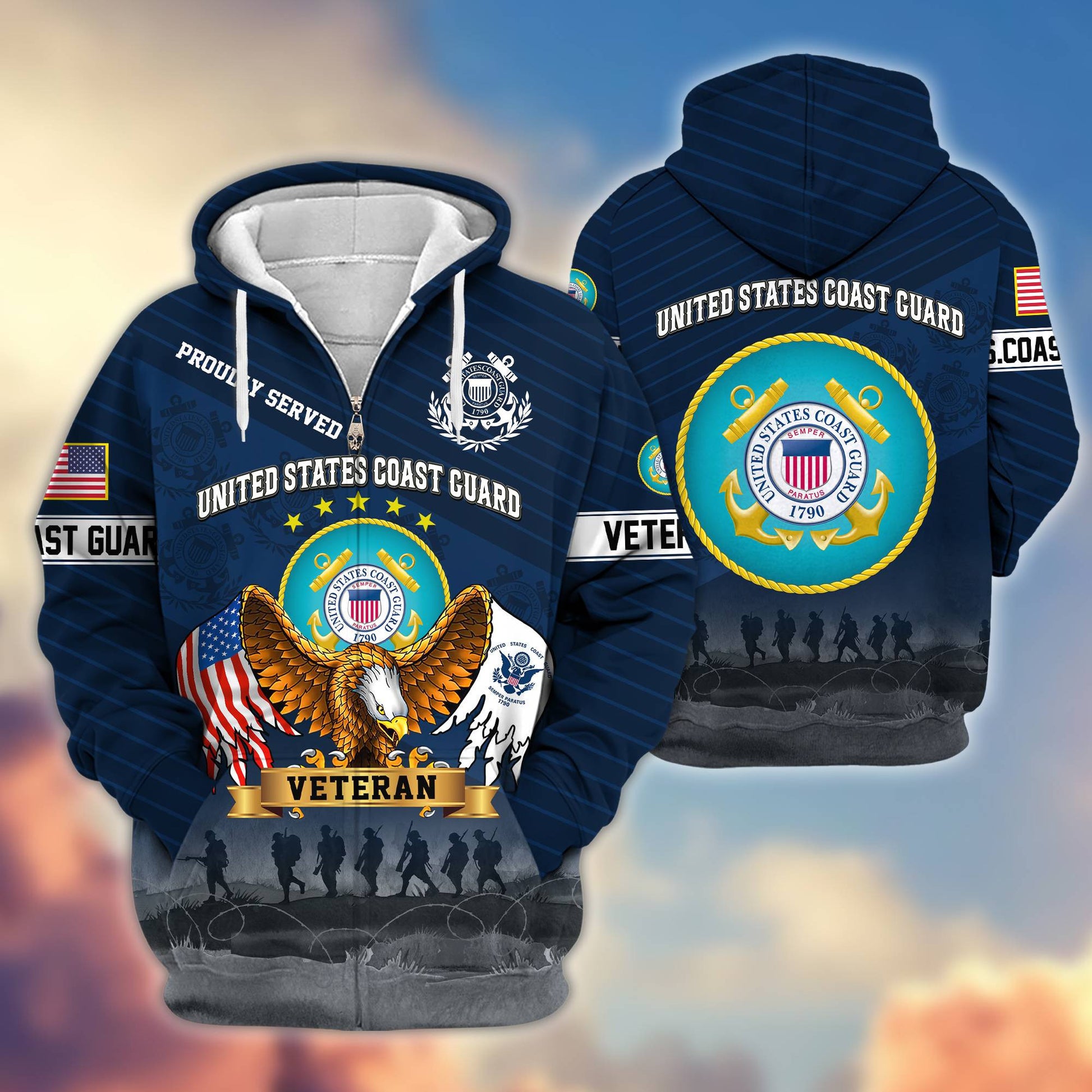 Premium USCG Veteran Zip Hoodie VPVC605405, Gifts For Coast Guard Veteran
