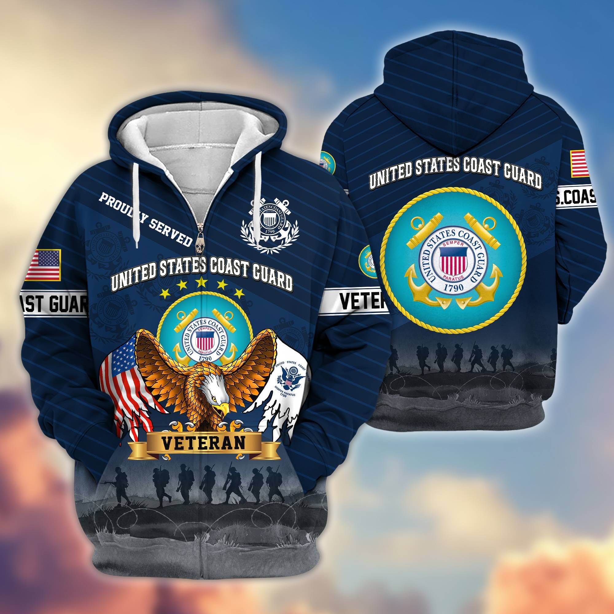 Premium USCG Veteran Zip Hoodie VPVC605405, Gifts For Coast Guard Veteran