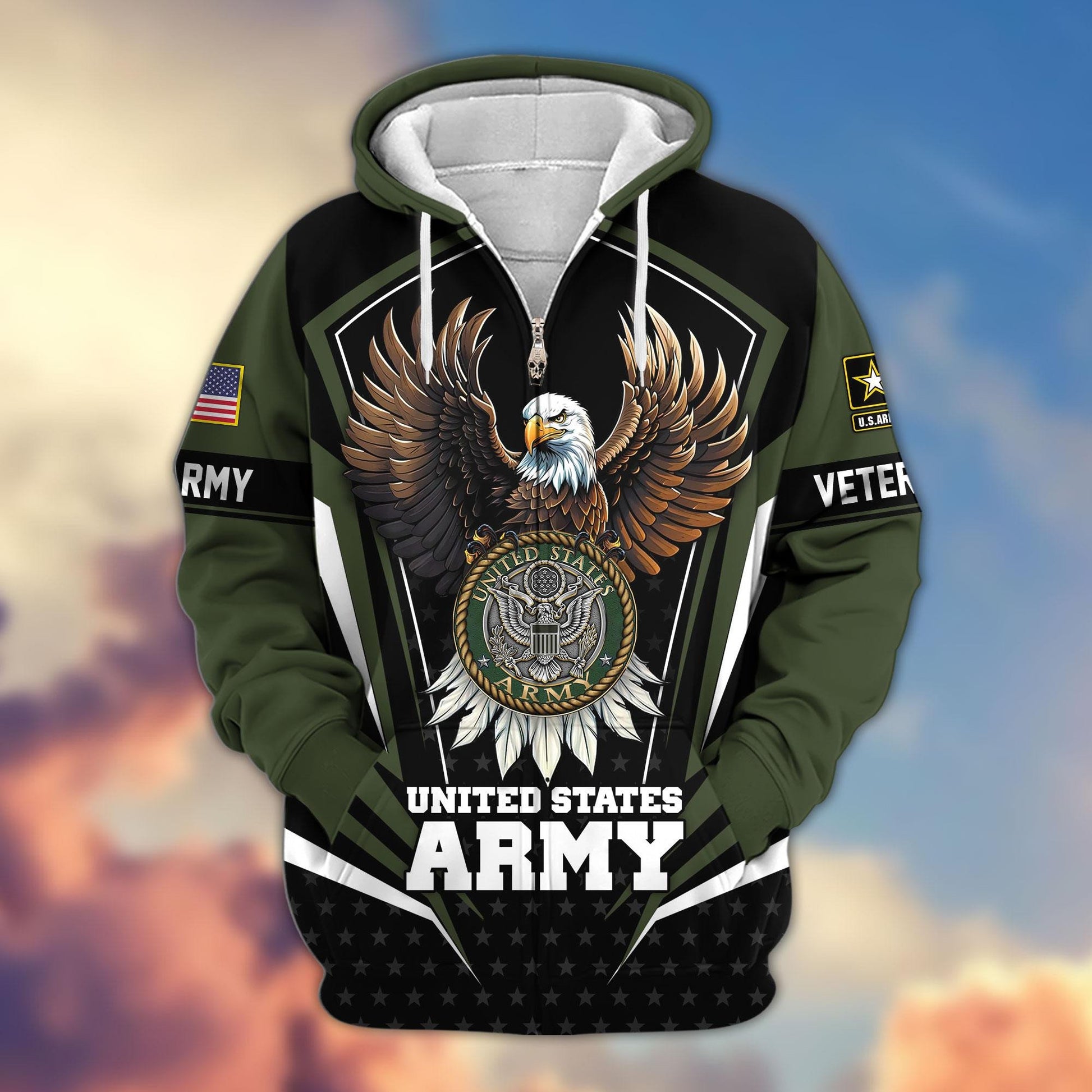 Premium US Veterans Zip Hoodie APHN011012, Gifts For US Veterans, Gifts For Veterans Day