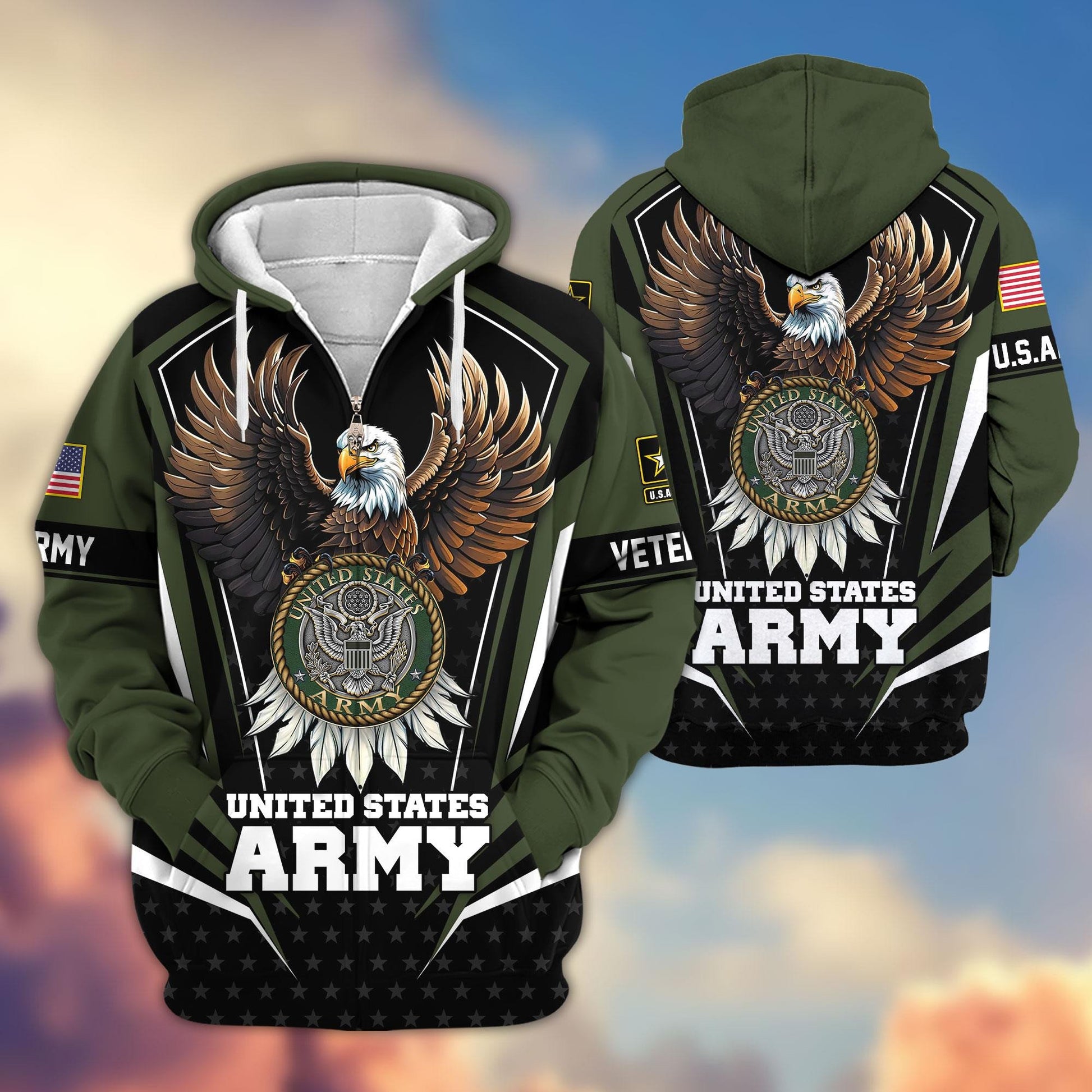 Premium US Veterans Zip Hoodie APHN011012, Gifts For US Veterans, Gifts For Veterans Day