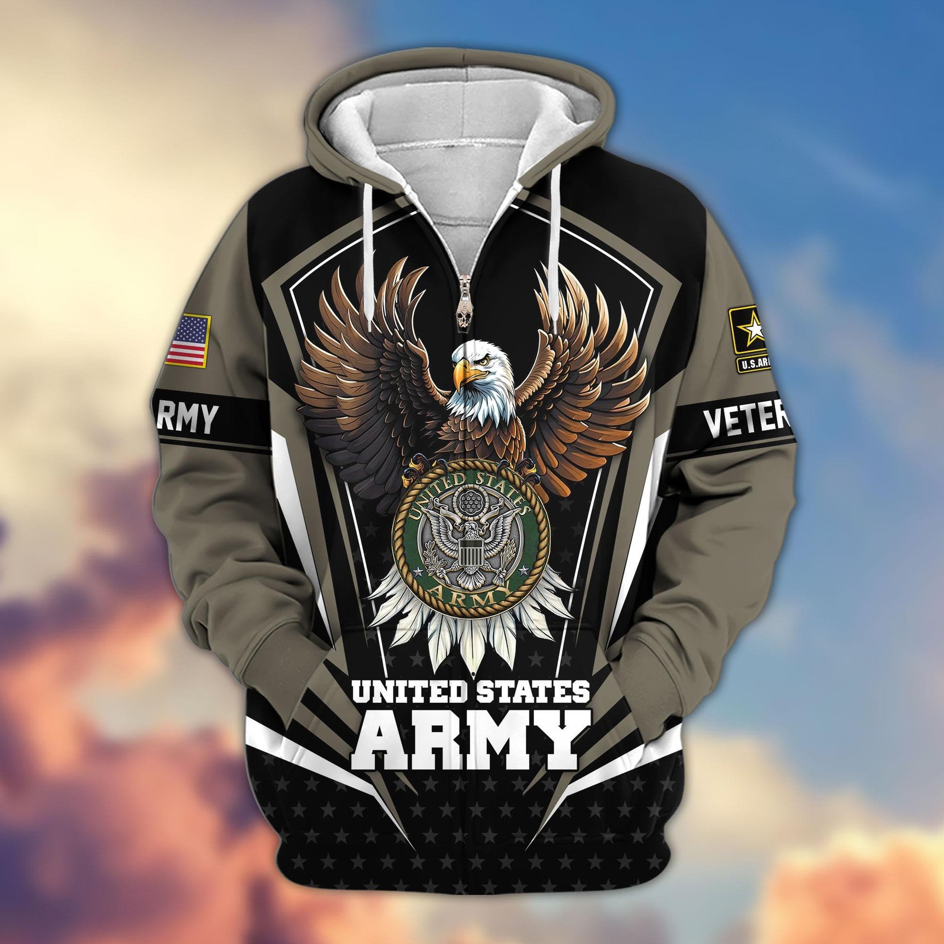 Premium US Veterans Zip Hoodie APHN011012, Gifts For US Veterans, Gifts For Veterans Day