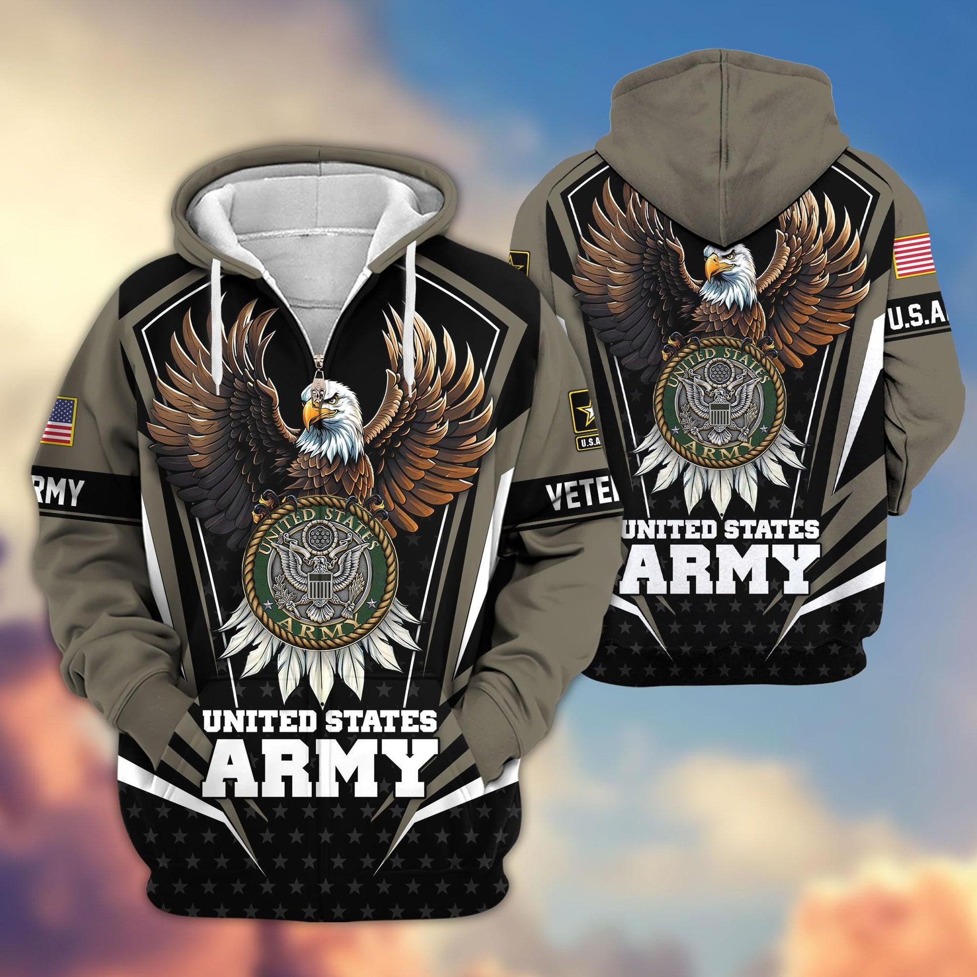 Premium US Veterans Zip Hoodie APHN011012, Gifts For US Veterans, Gifts For Veterans Day