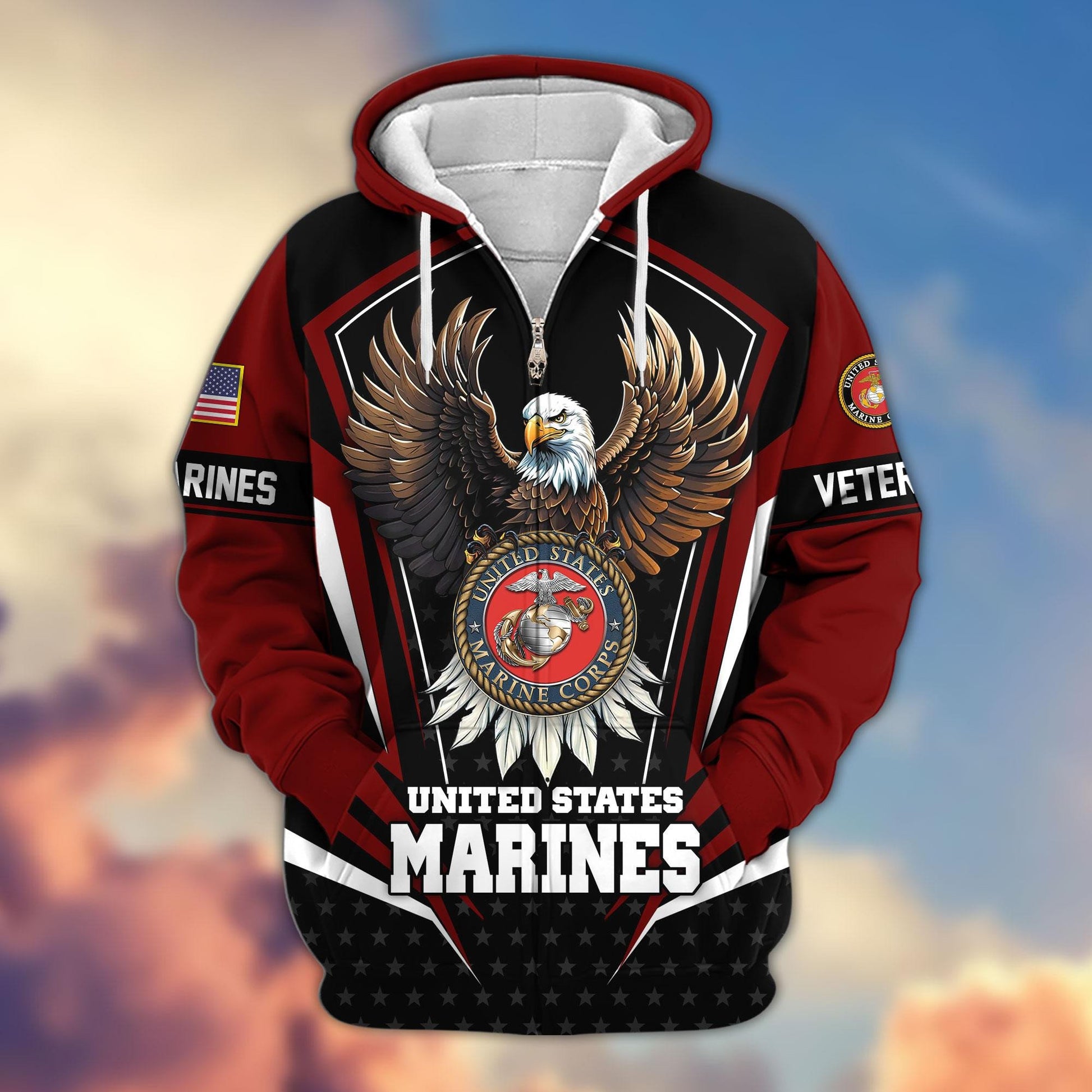 Premium US Veterans Zip Hoodie APHN011012, Gifts For US Veterans, Gifts For Veterans Day