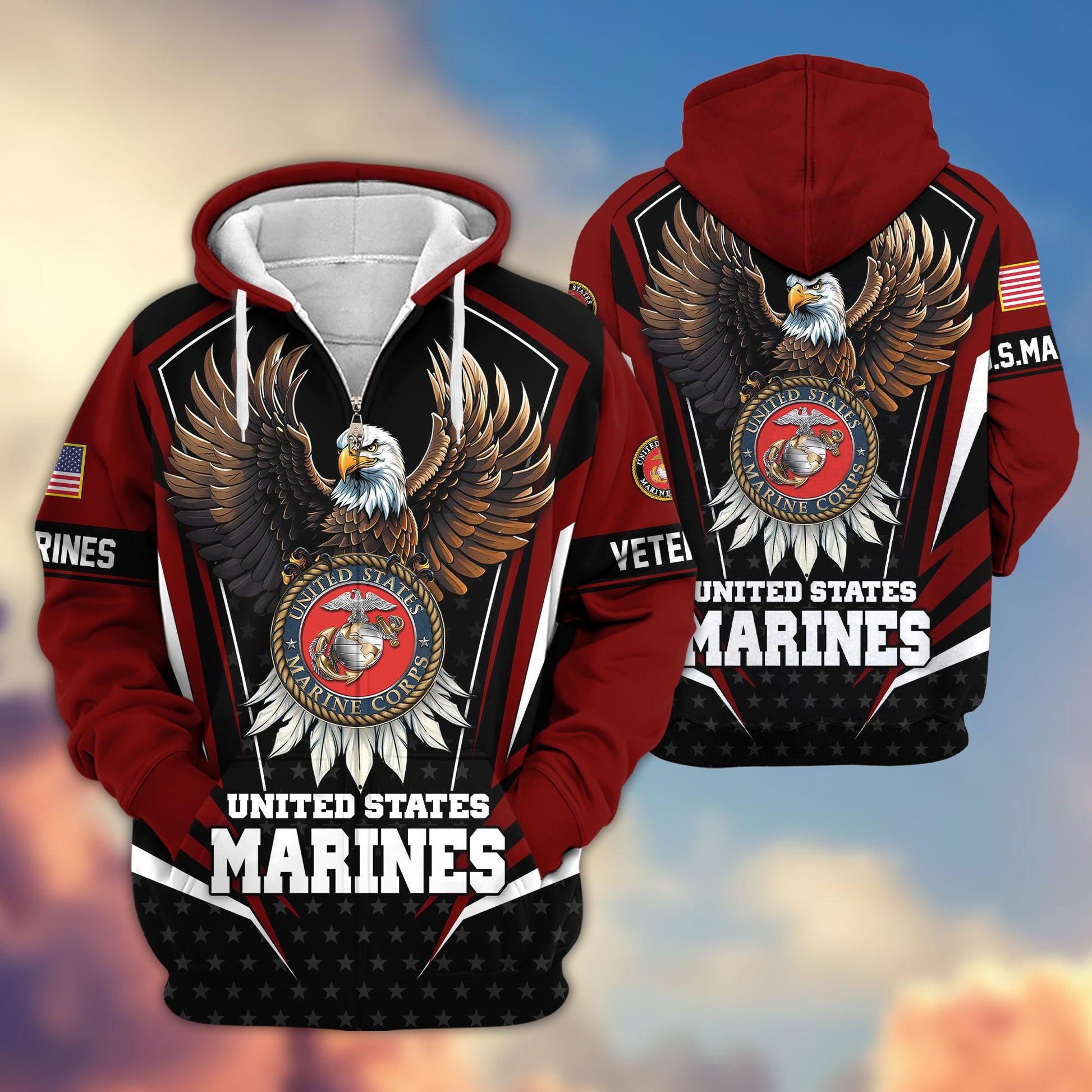Premium US Veterans Zip Hoodie APHN011012, Gifts For US Veterans, Gifts For Veterans Day
