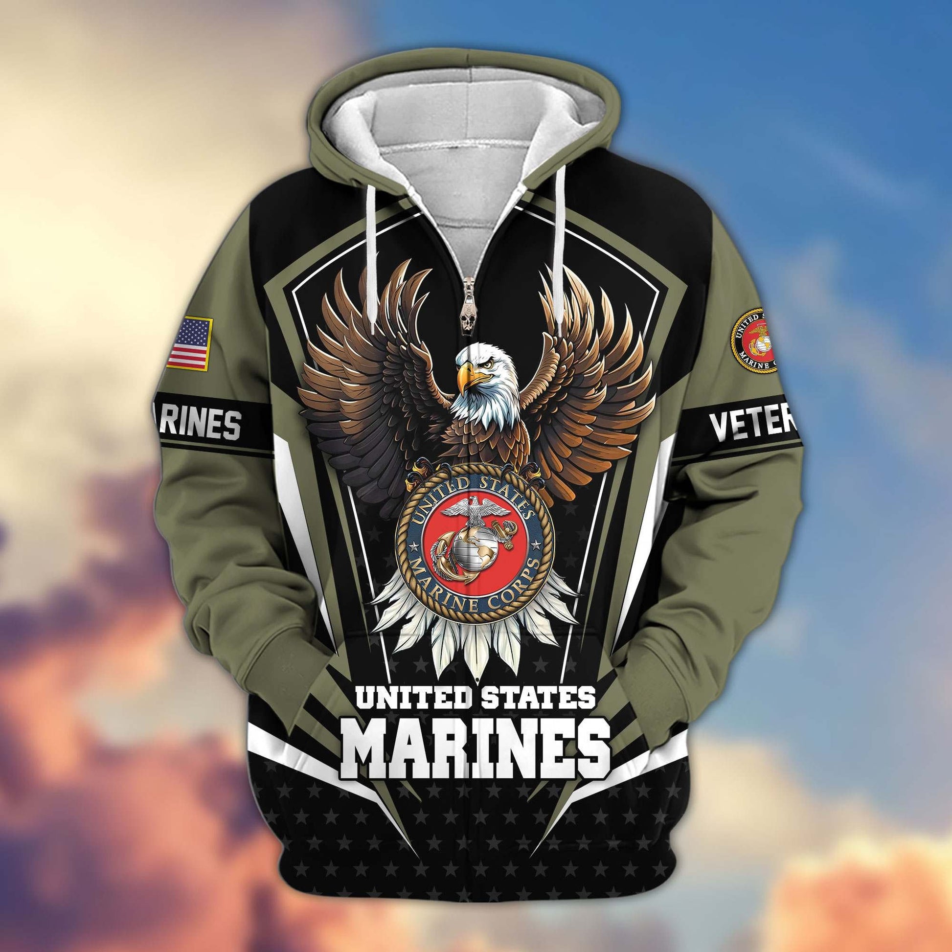 Premium US Veterans Zip Hoodie APHN011012, Gifts For US Veterans, Gifts For Veterans Day