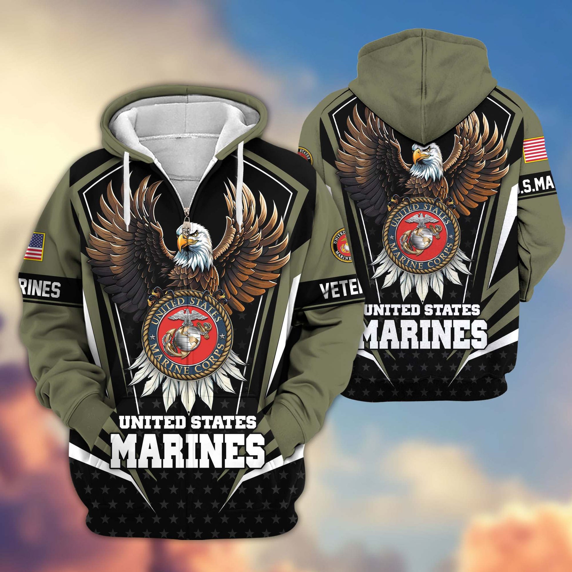 Premium US Veterans Zip Hoodie APHN011012, Gifts For US Veterans, Gifts For Veterans Day