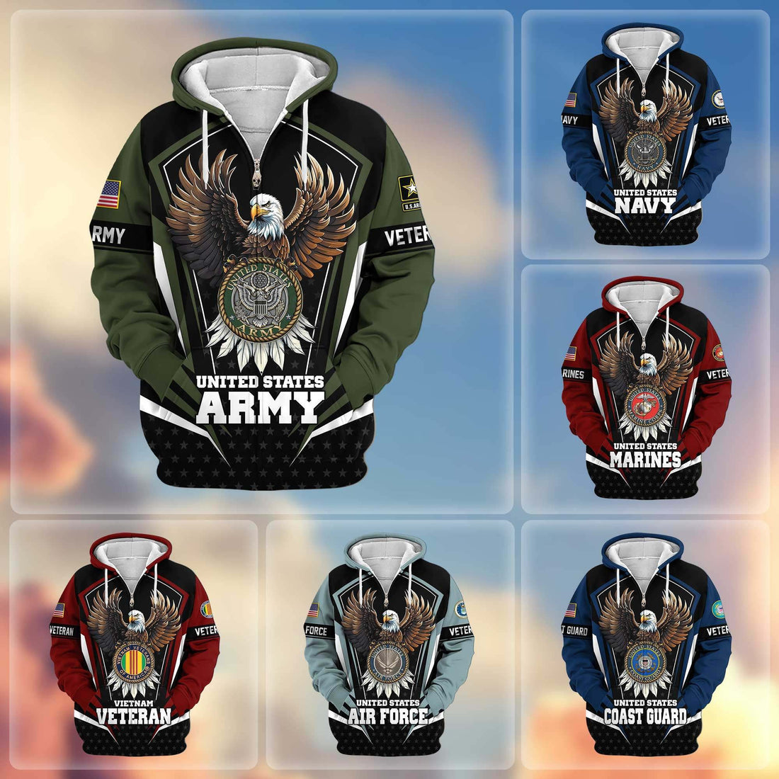 Premium US Veterans Zip Hoodie APHN011012, Gifts For US Veterans, Gifts For Veterans Day