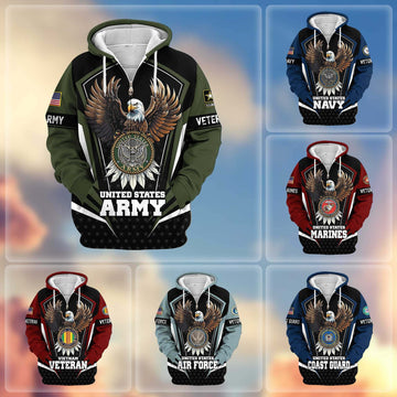 Premium US Veterans Zip Hoodie APHN011012, Gifts For US Veterans, Gifts For Veterans Day