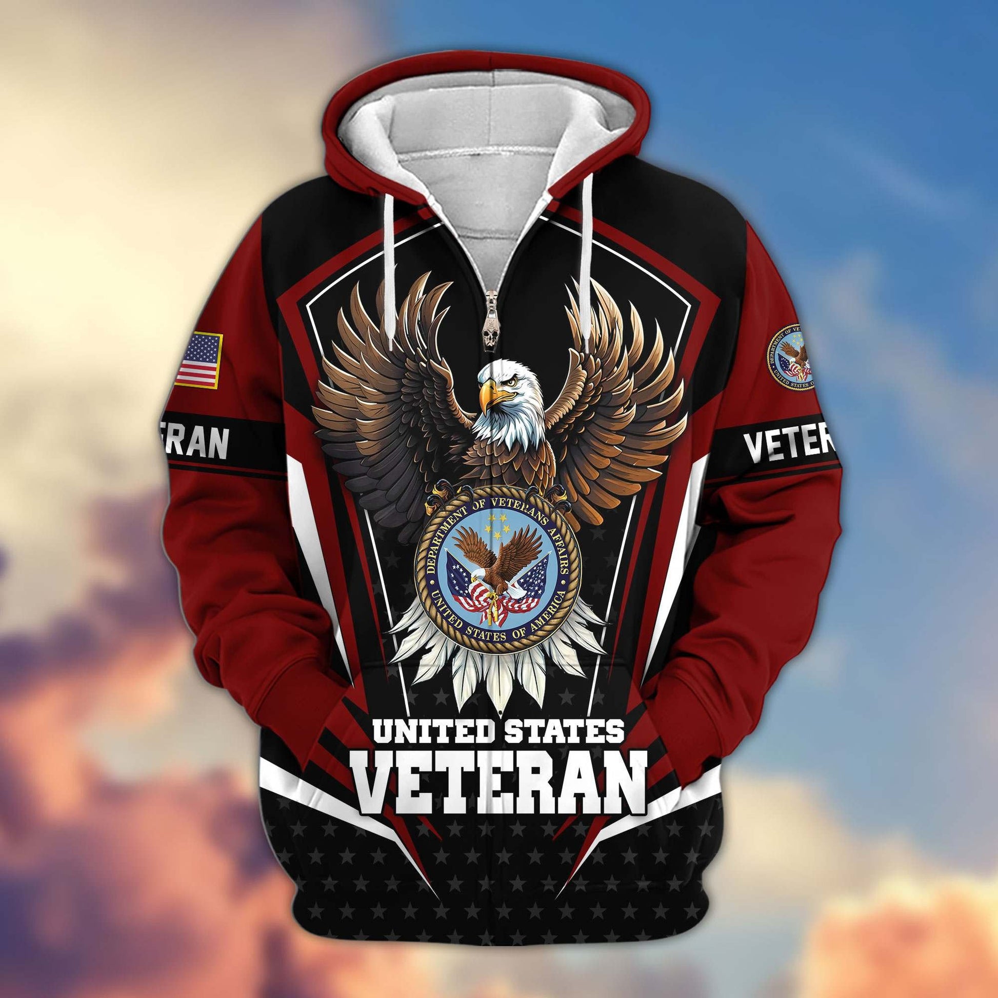 Premium US Veterans Zip Hoodie APHN011012, Gifts For US Veterans, Gifts For Veterans Day