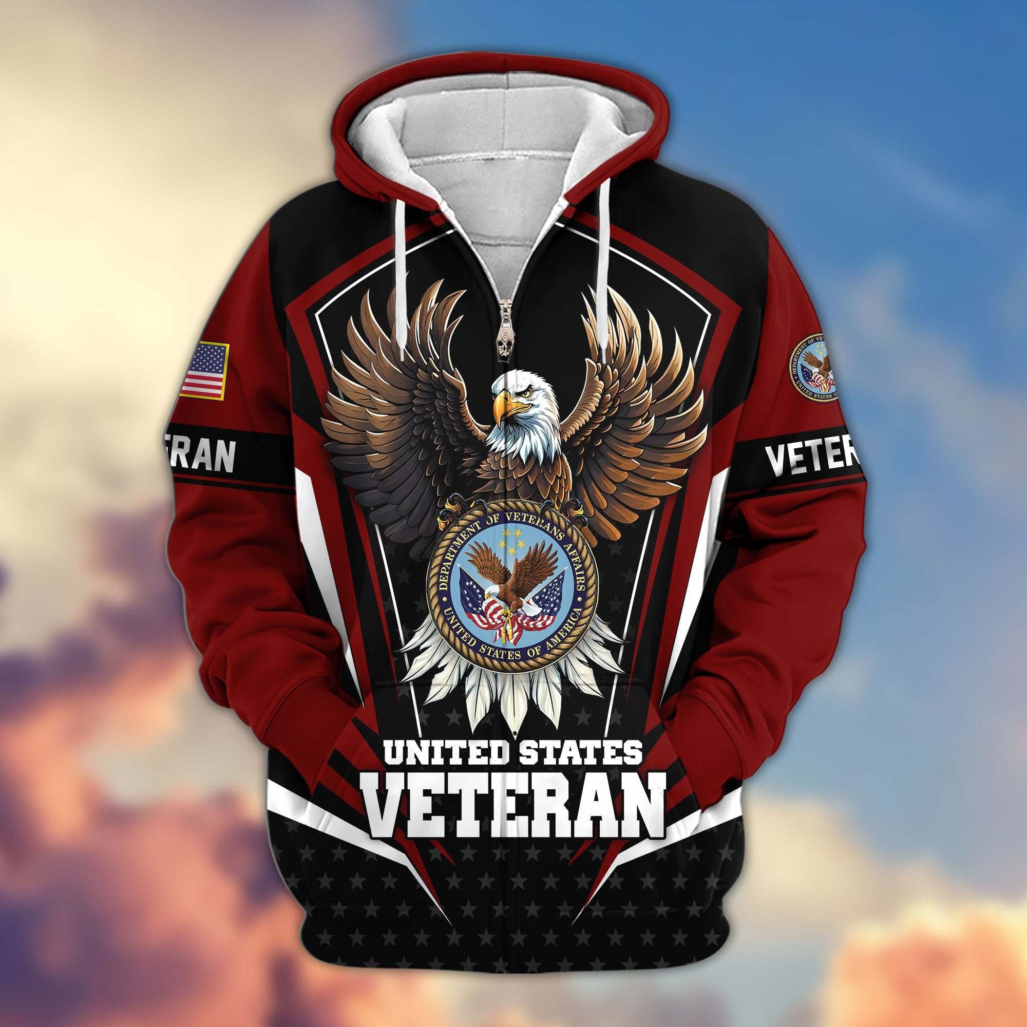 Premium US Veterans Zip Hoodie APHN011012, Gifts For US Veterans, Gifts For Veterans Day