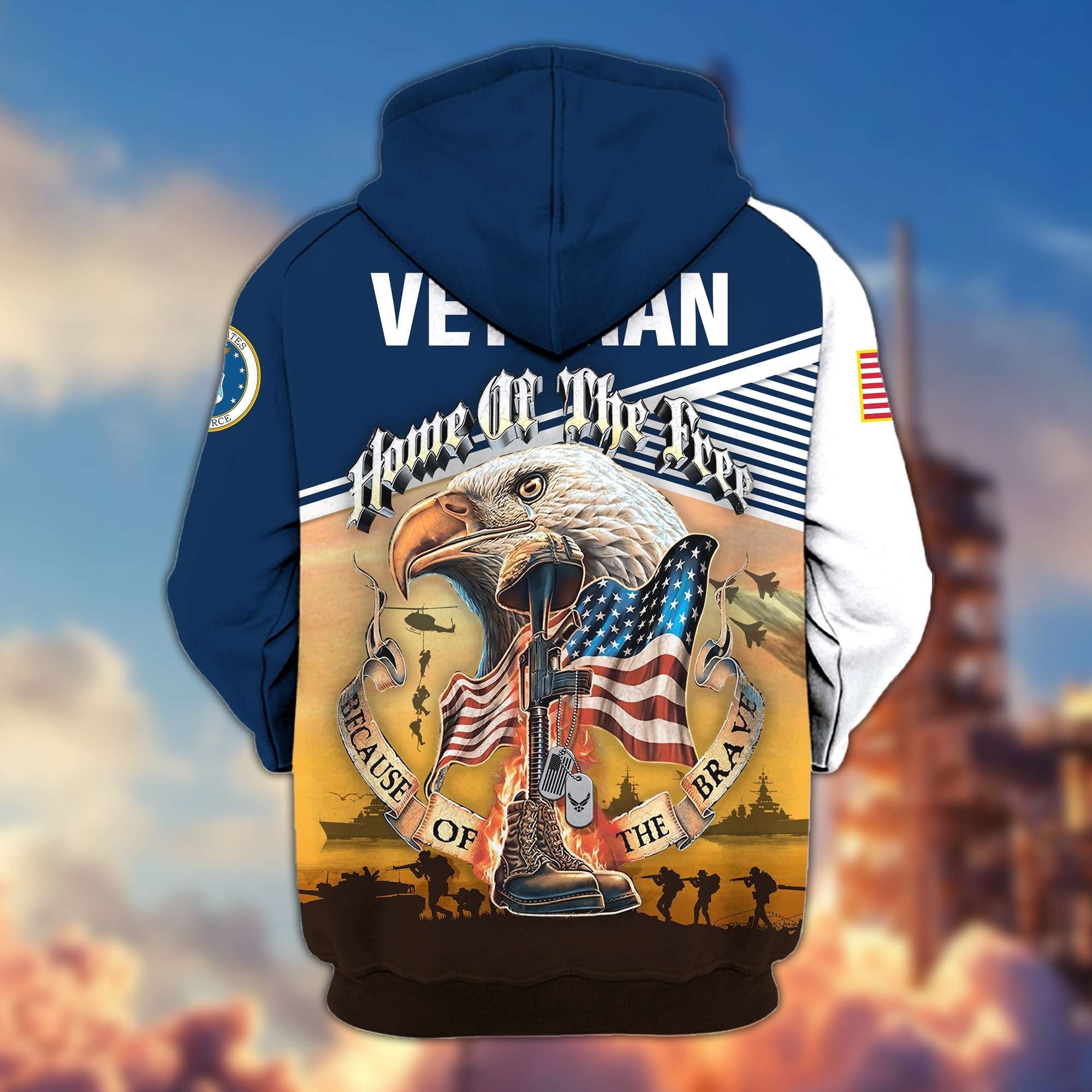 Premium US Veterans Zip Hoodie BPVC151001, Home Of The Free Because Of The Brave, Gifts For US Veterans