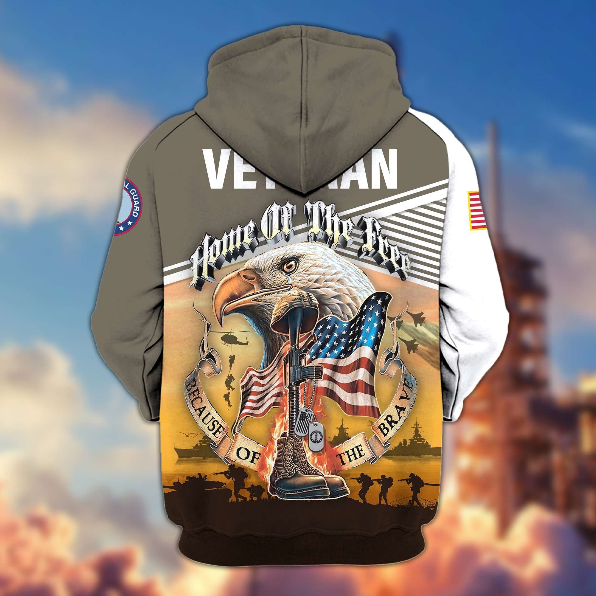 Premium US Veterans Zip Hoodie BPVC151001, Home Of The Free Because Of The Brave, Gifts For US Veterans