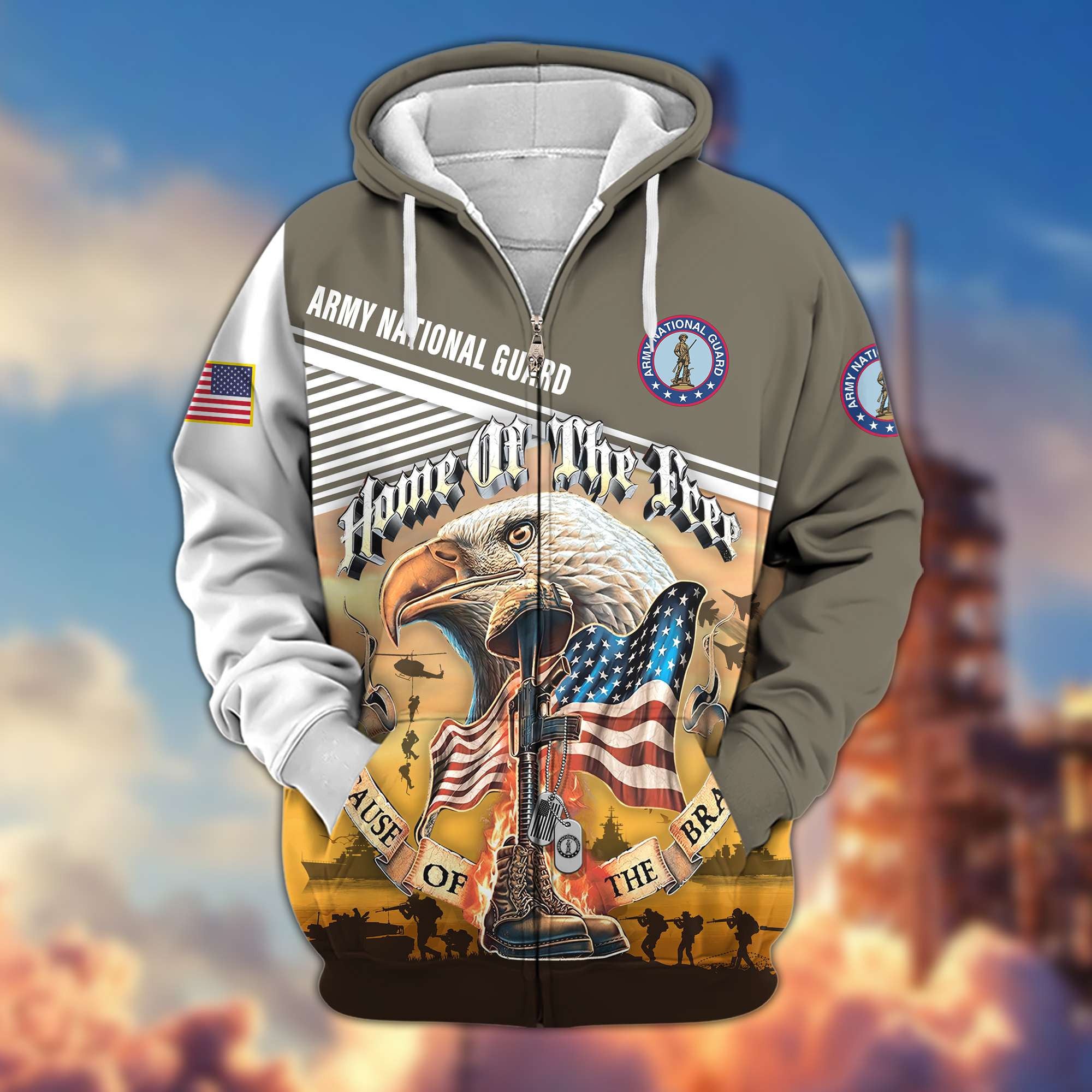 Premium US Veterans Zip Hoodie BPVC151001, Home Of The Free Because Of The Brave, Gifts For US Veterans