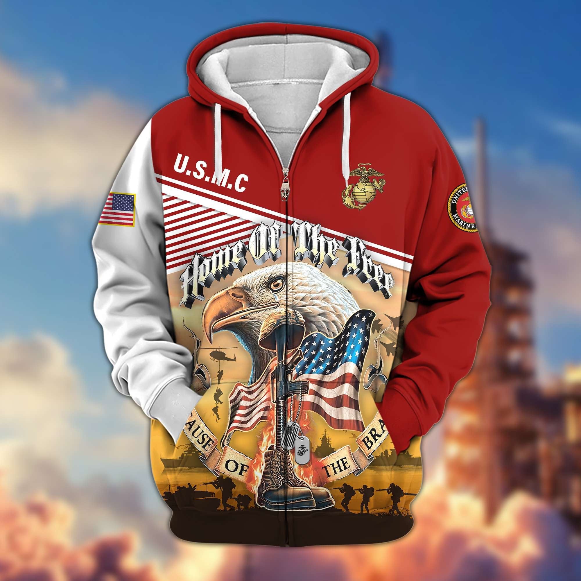 Premium US Veterans Zip Hoodie BPVC151001, Home Of The Free Because Of The Brave, Gifts For US Veterans
