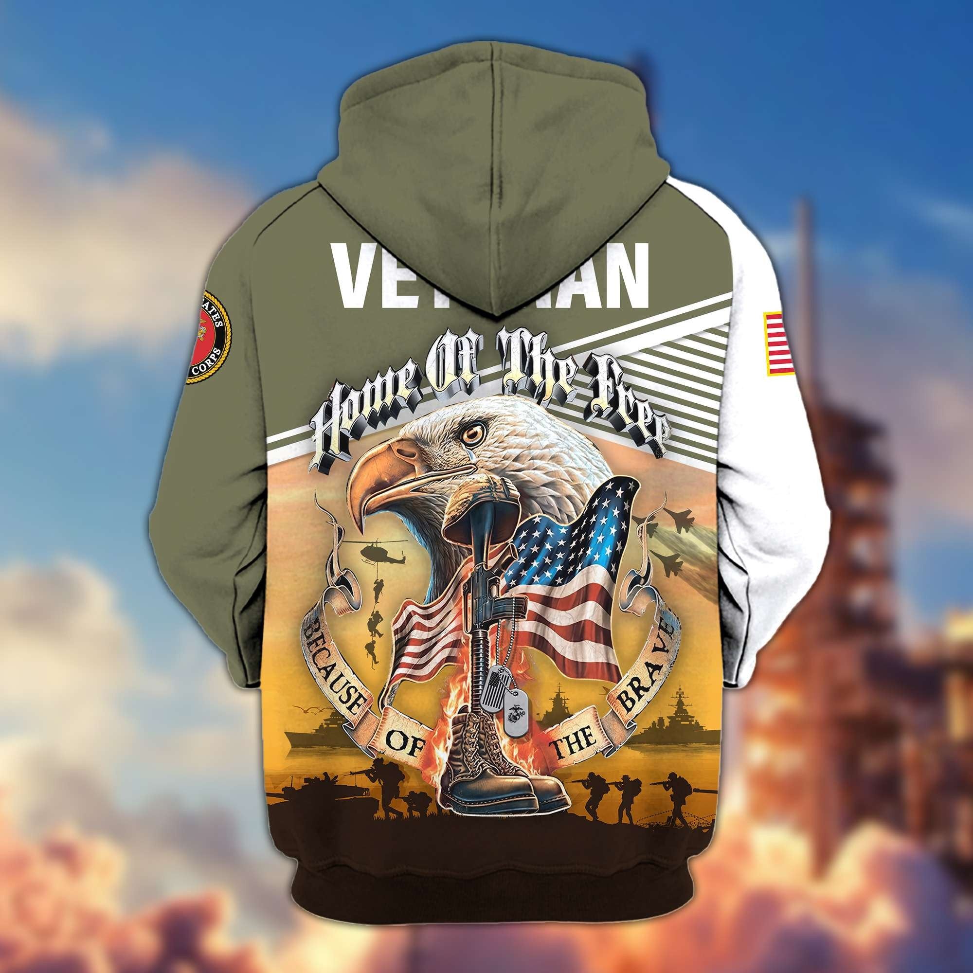Premium US Veterans Zip Hoodie BPVC151001, Home Of The Free Because Of The Brave, Gifts For US Veterans