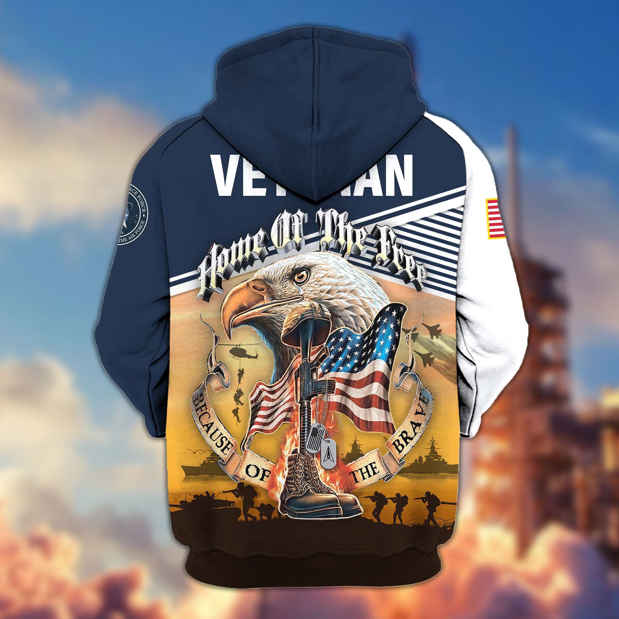 Premium US Veterans Zip Hoodie BPVC151001, Home Of The Free Because Of The Brave, Gifts For US Veterans