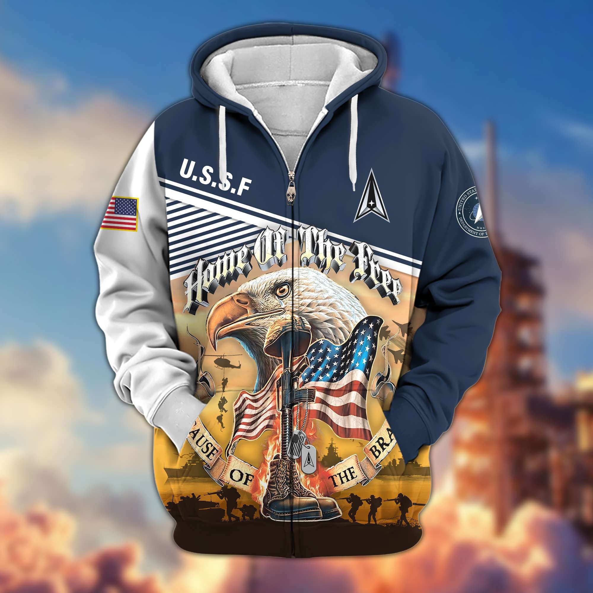 Premium US Veterans Zip Hoodie BPVC151001, Home Of The Free Because Of The Brave, Gifts For US Veterans