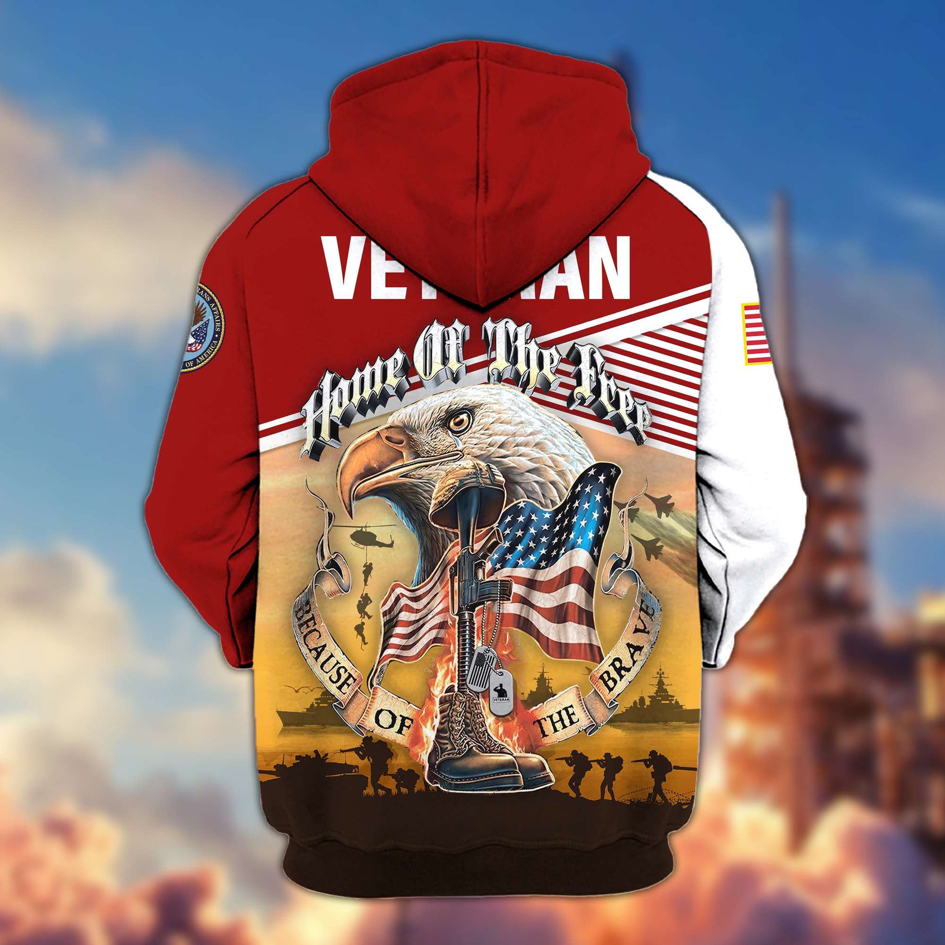 Premium US Veterans Zip Hoodie BPVC151001, Home Of The Free Because Of The Brave, Gifts For US Veterans
