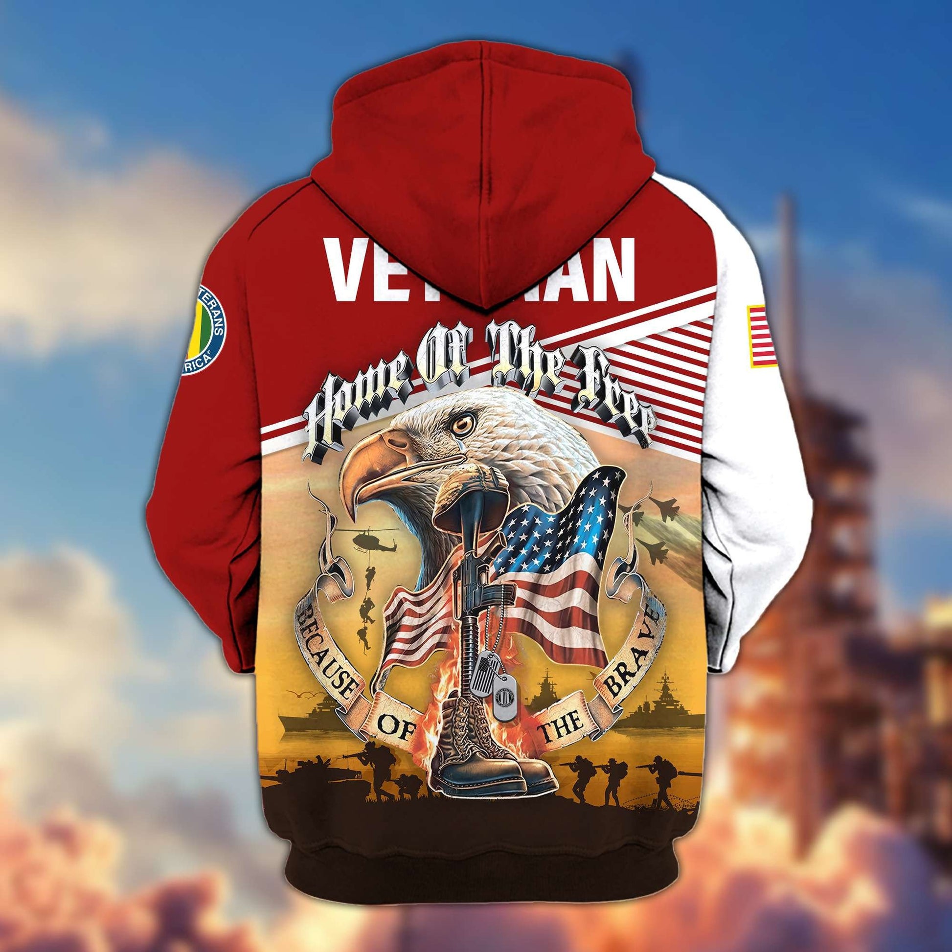 Premium US Veterans Zip Hoodie BPVC151001, Home Of The Free Because Of The Brave, Gifts For US Veterans