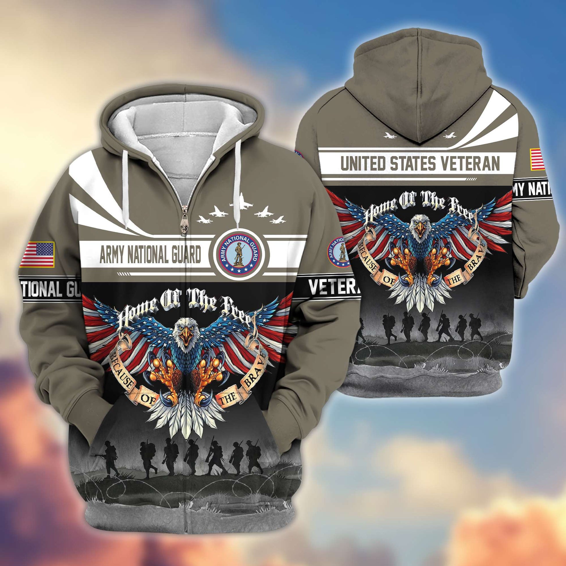 Premium Army National Guard Zip Hoodie VPVC604108, Gifts For Army National Guard Veteran