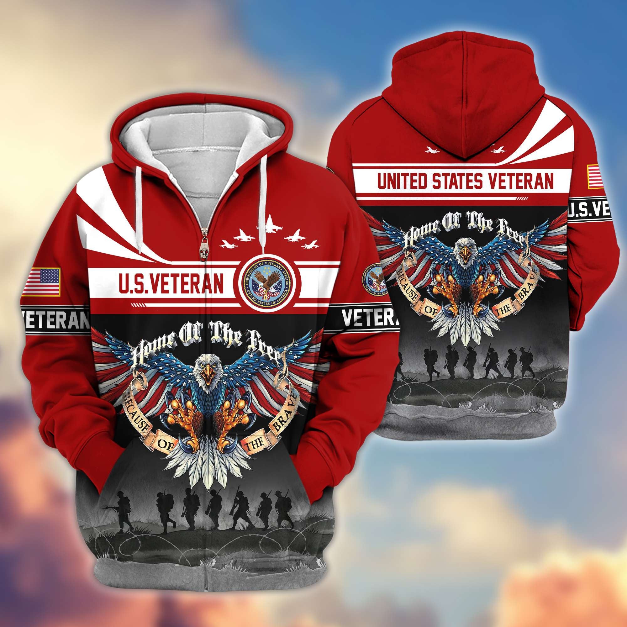 Premium US Veteran Zip Hoodie VPVC604107, Gifts For US Veteran