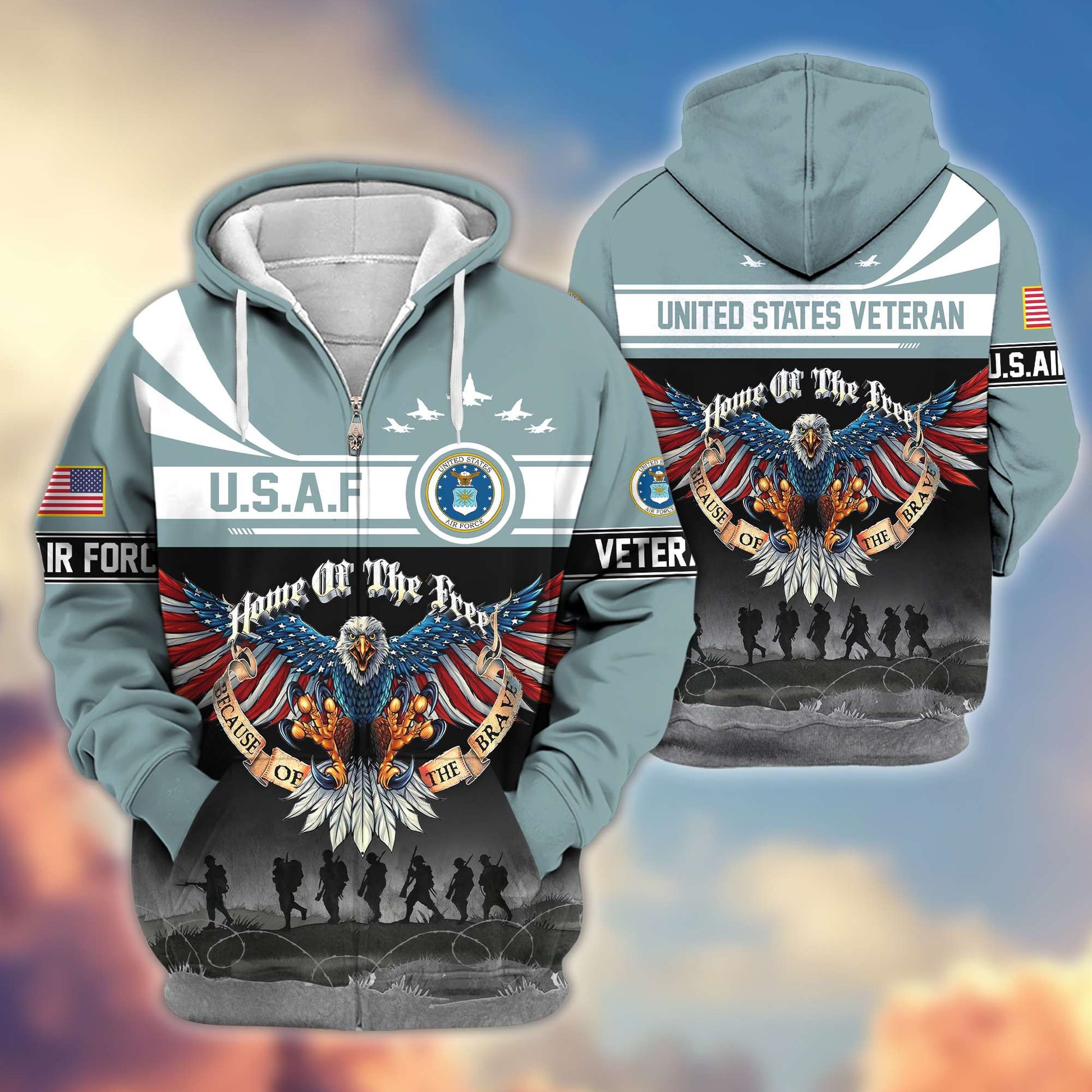 Premium USAF Veterans Zip Hoodie VPVC604112, Gifts For Air Force Veteran