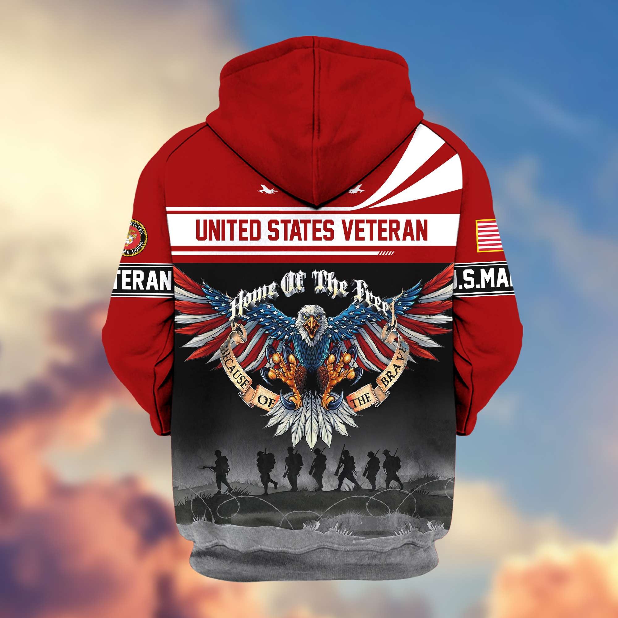 Premium USMC Veterans Zip Hoodie VPVC604103, Gifts For Marine Veteran