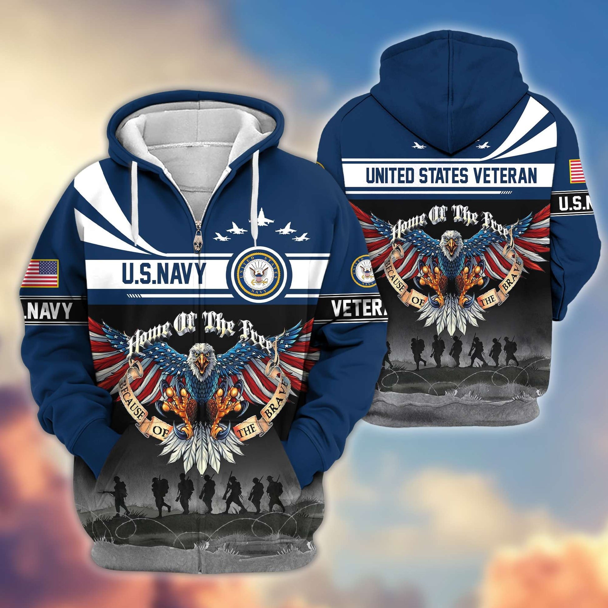 Premium US Navy Veterans Zip Hoodie VPVC604102, Gifts For Navy Veteran