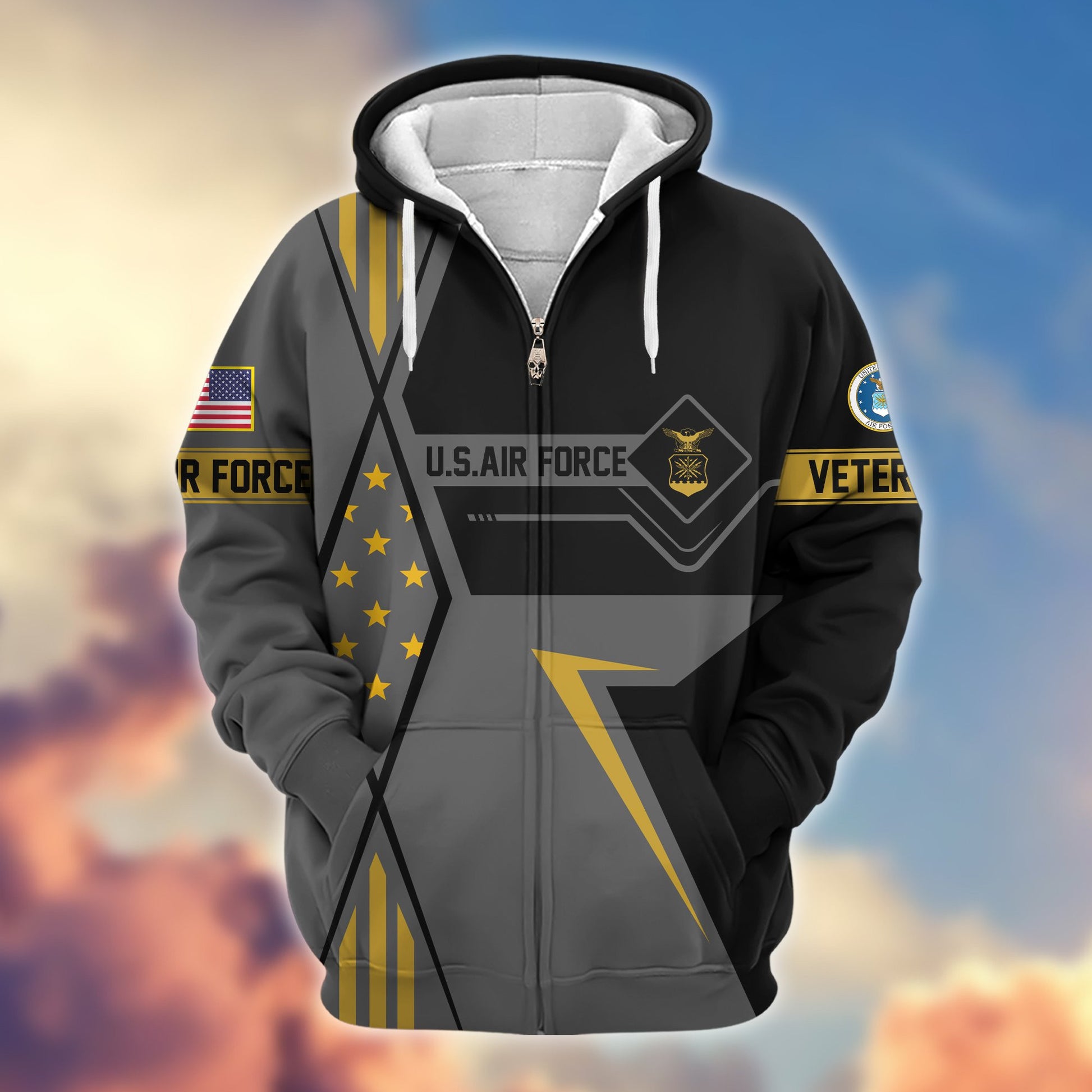 Premium USAF Veteran Zip Hoodie VPVC605504, Gifts For Air Force Veteran