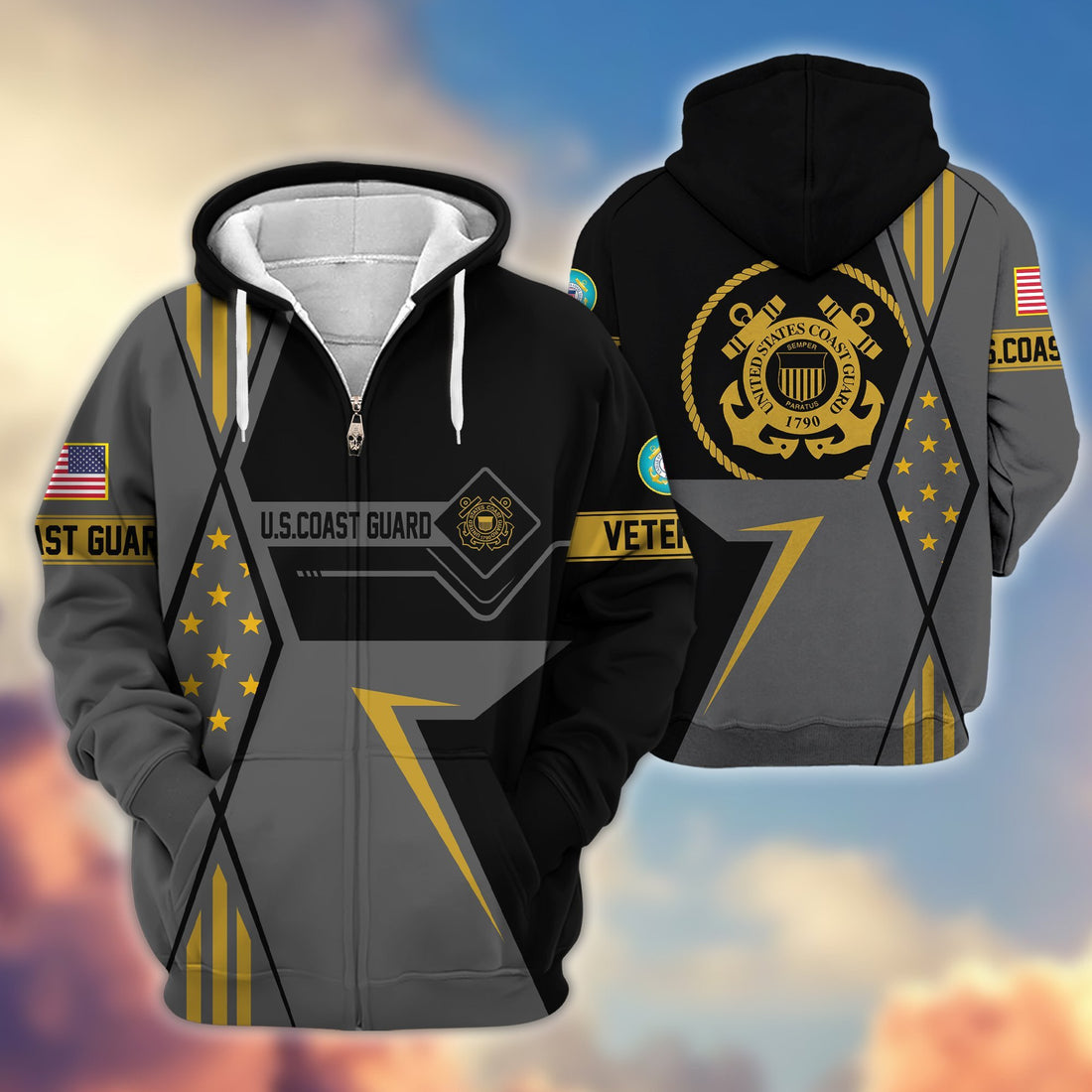 Premium USCG Veteran Zip Hoodie VPVC605505, Gifts For Coast Guard Veteran