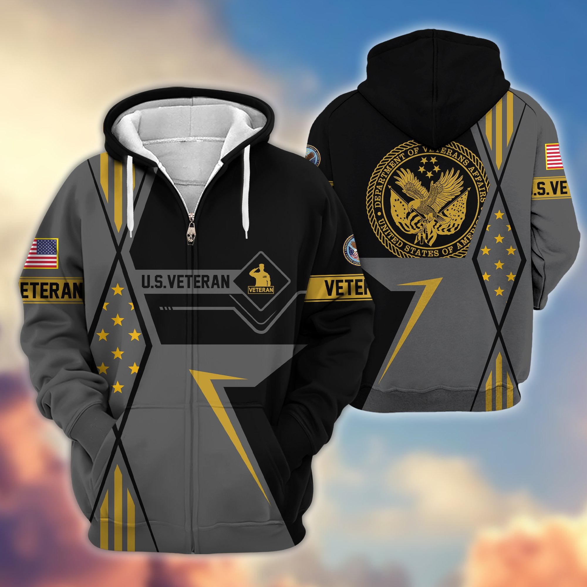Premium US Veteran Zip Hoodie VPVC605507, Gifts For US Veteran