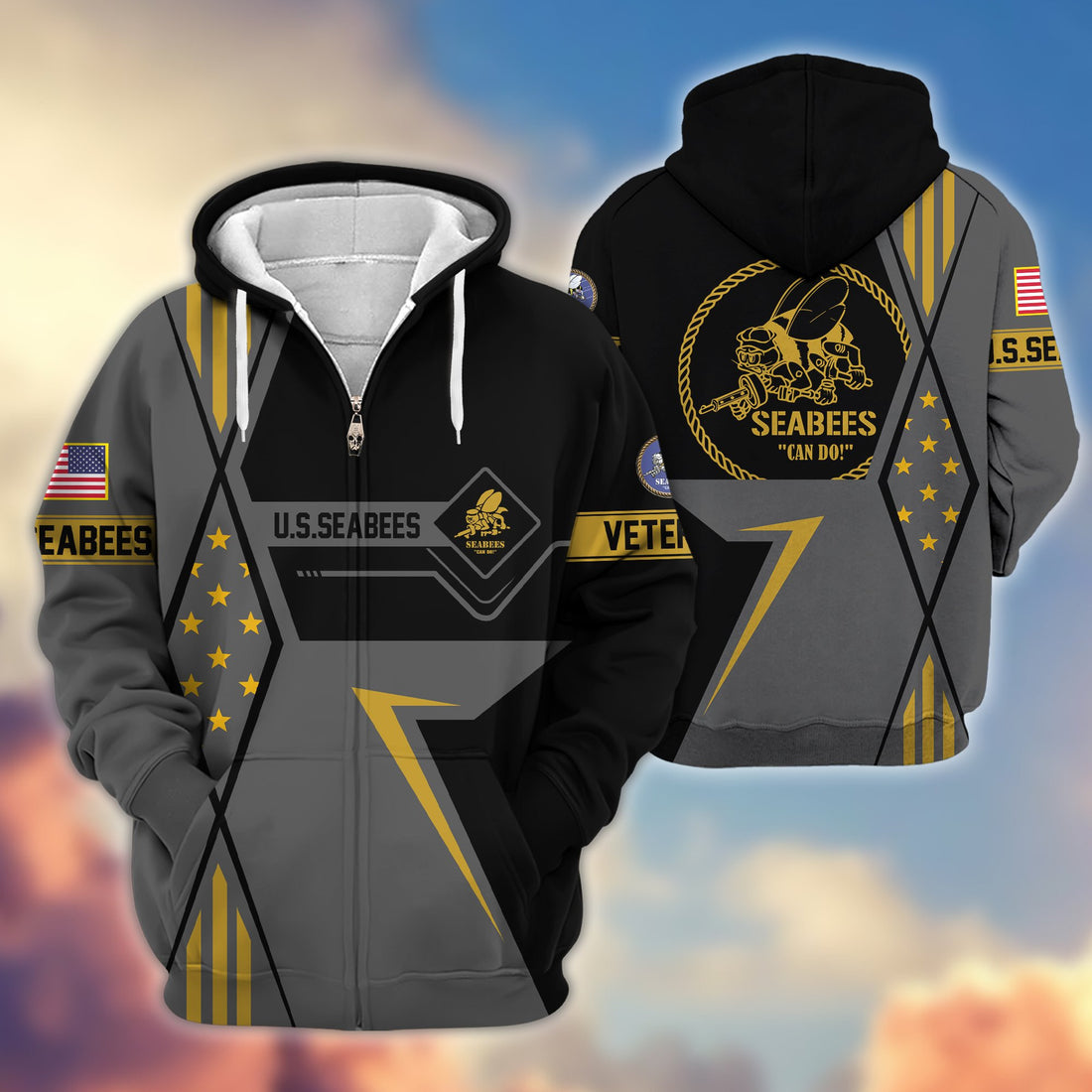 Premium US Seabees Zip Hoodie VPVC605509, Gifts For Seabees Veteran