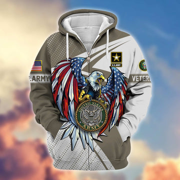 Premium US Army Veteran Zip Hoodie VPVC605610, Gifts For Army Veteran