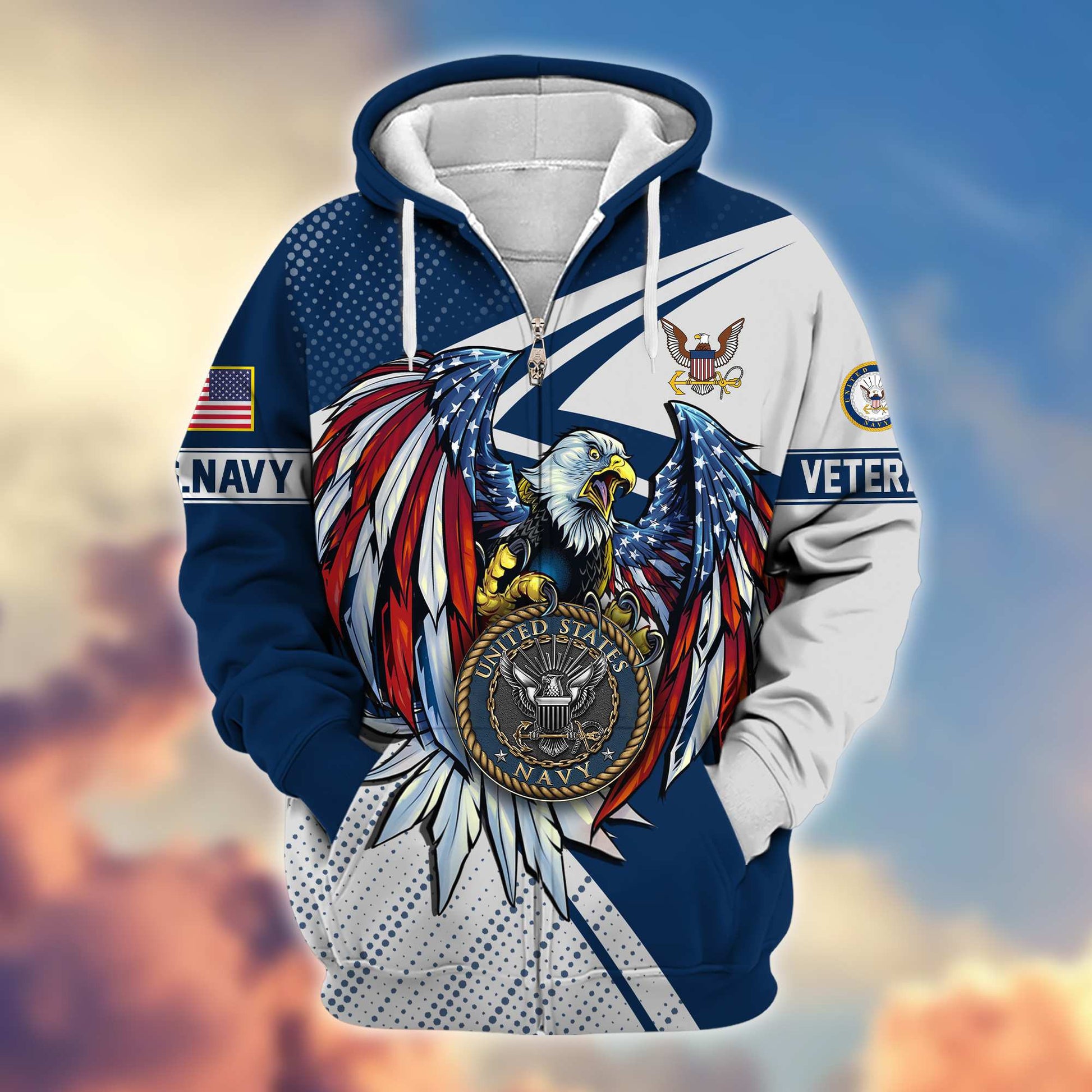 Premium US Navy Veteran Zip Hoodie VPVC605602, Gifts For Navy Veteran