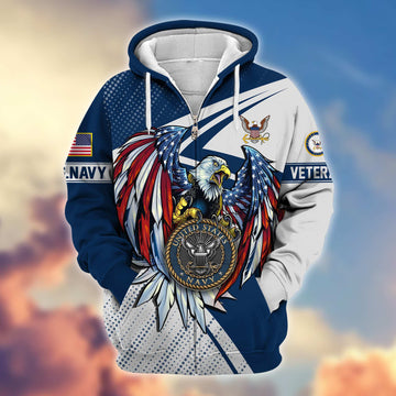 Premium US Navy Veteran Zip Hoodie VPVC605602, Gifts For Navy Veteran