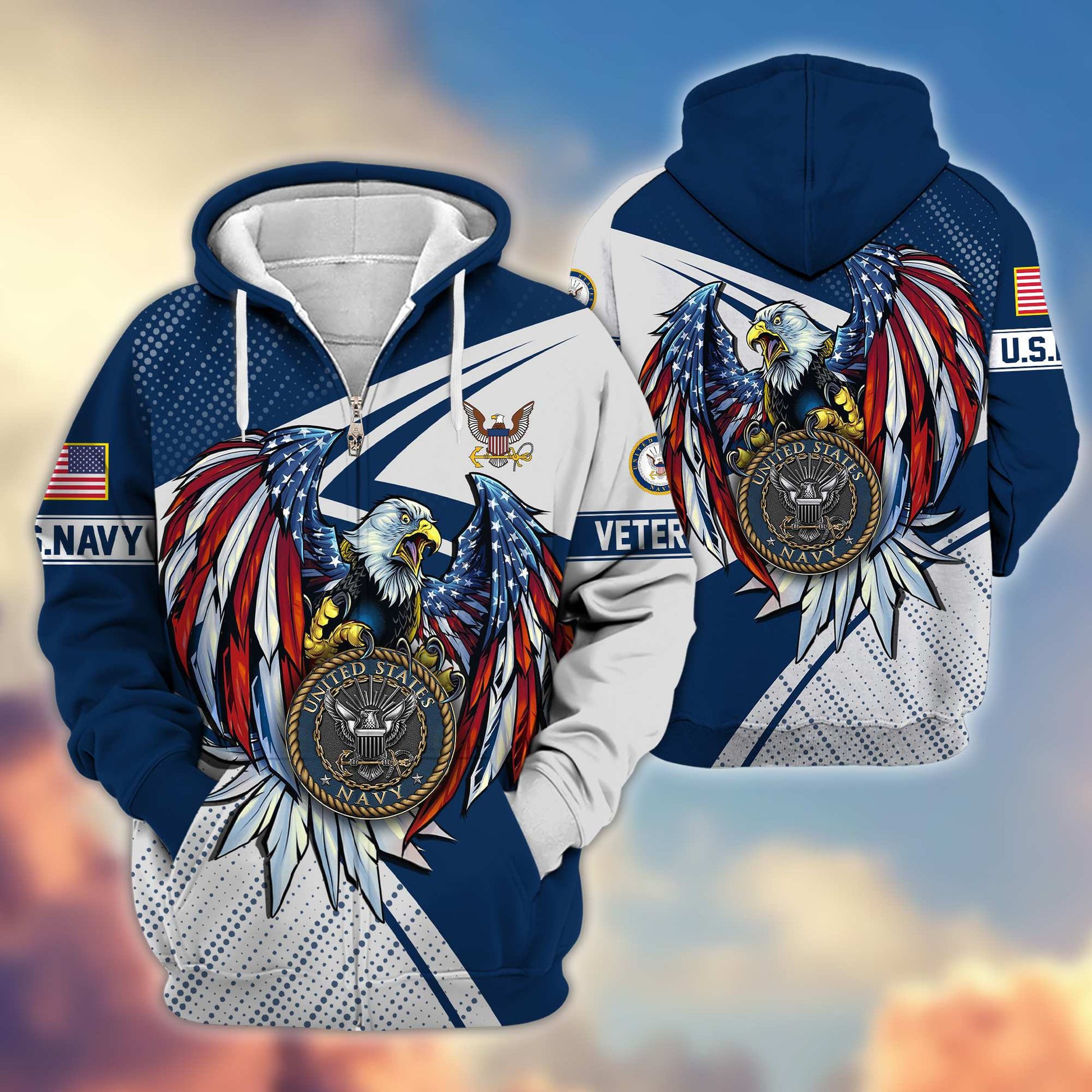 Premium US Navy Veteran Zip Hoodie VPVC605602, Gifts For Navy Veteran
