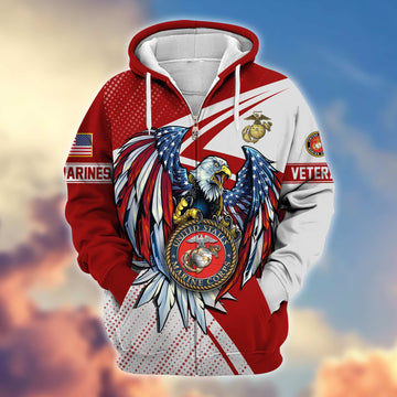 Premium USMC Veteran Zip Hoodie VPVC605603, Gifts For Marine Veteran