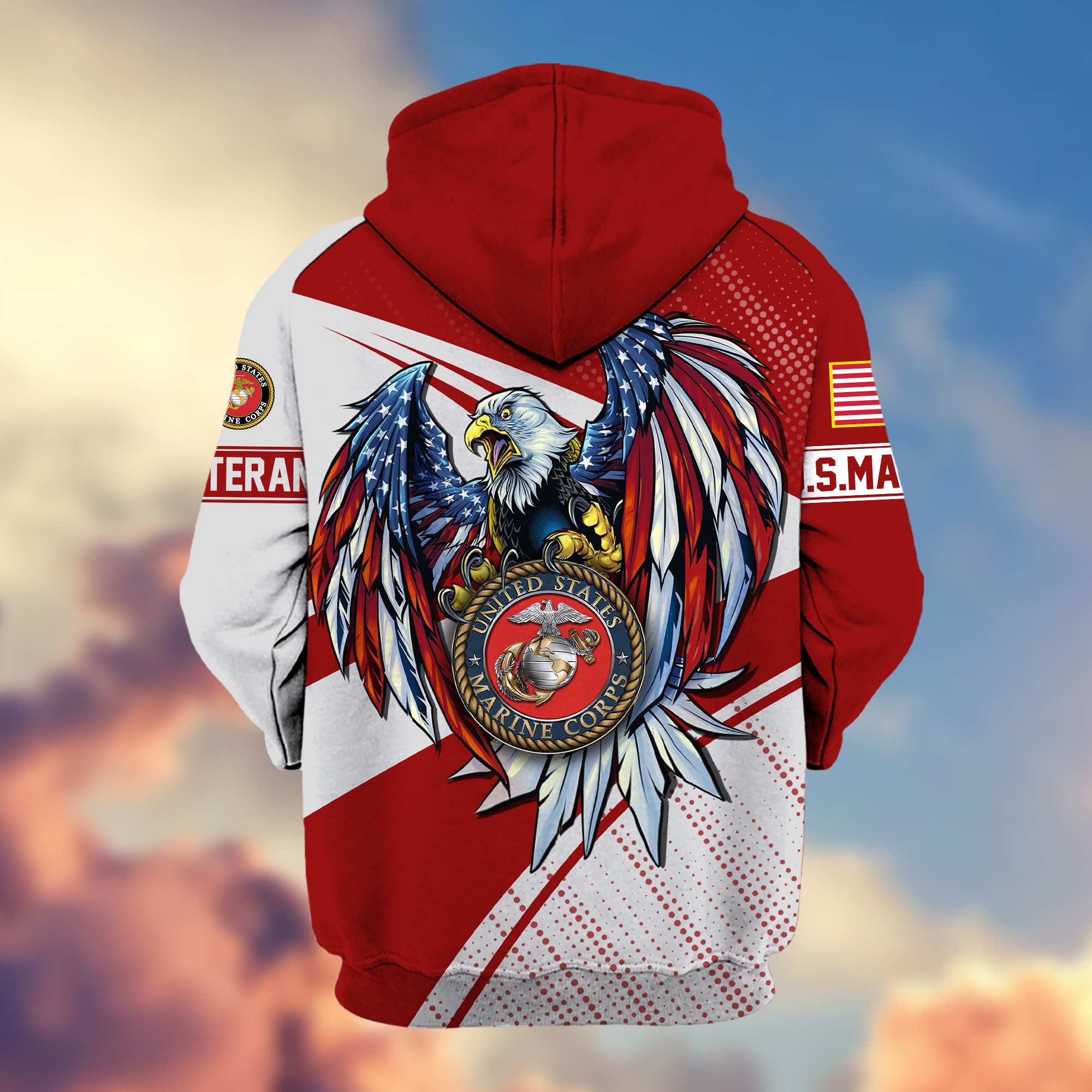 Premium USMC Veteran Zip Hoodie VPVC605603, Gifts For Marine Veteran