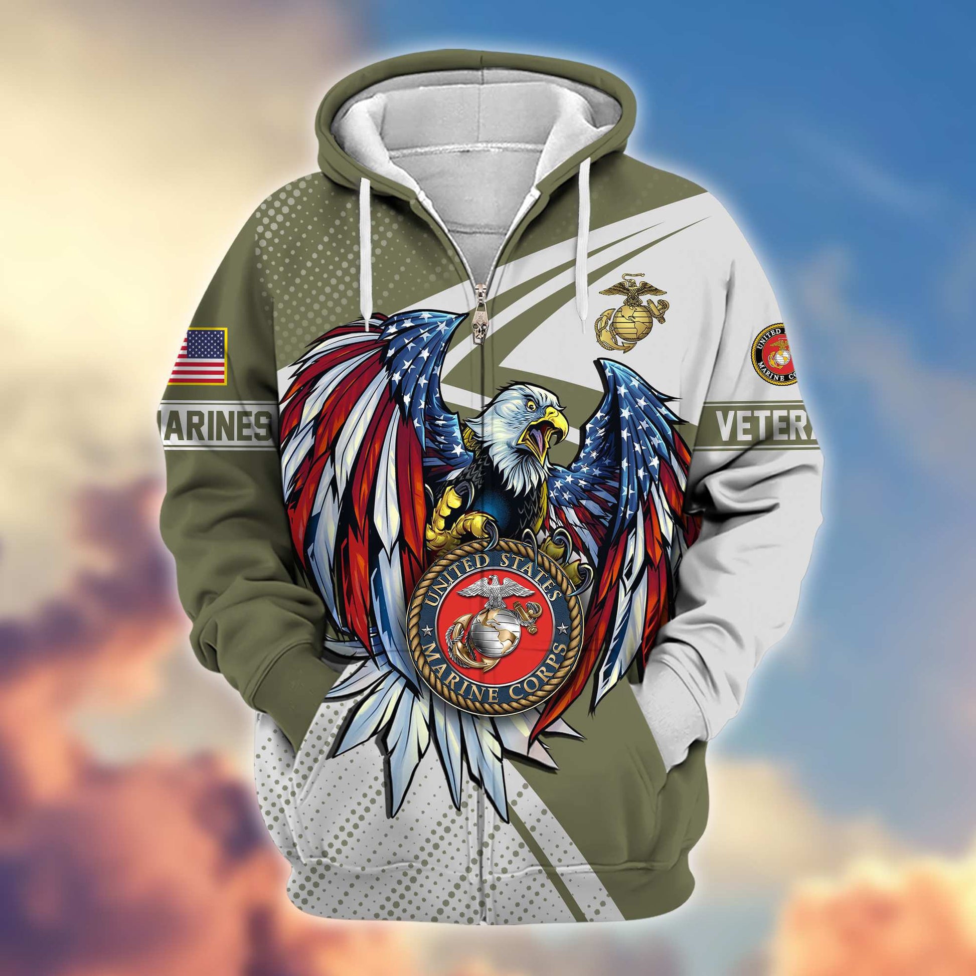 Premium USMC Veteran Zip Hoodie VPVC605611, Gifts For Marine Veteran