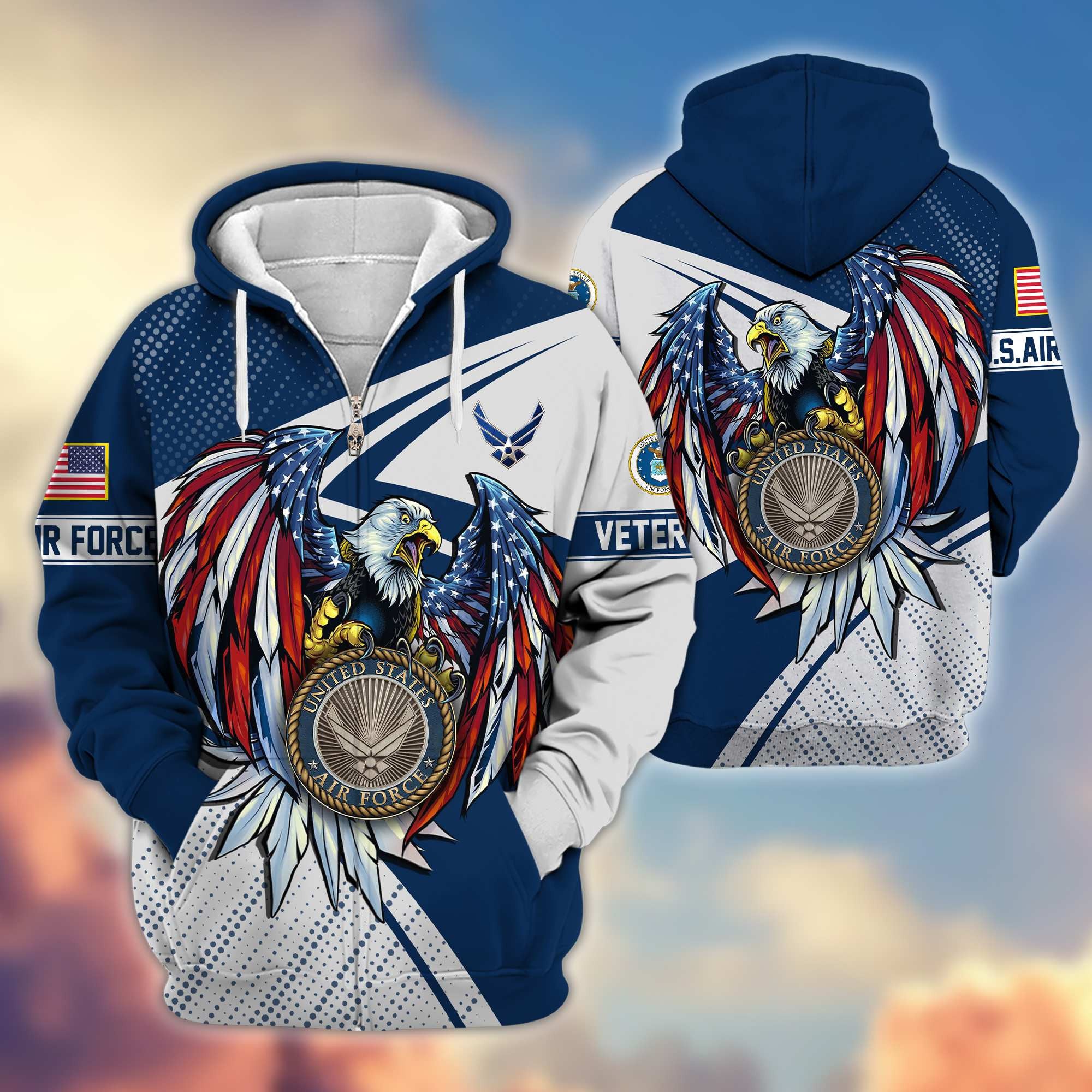 Premium USAF Veteran Zip Hoodie VPVC605604, Gifts For Air Force Veteran