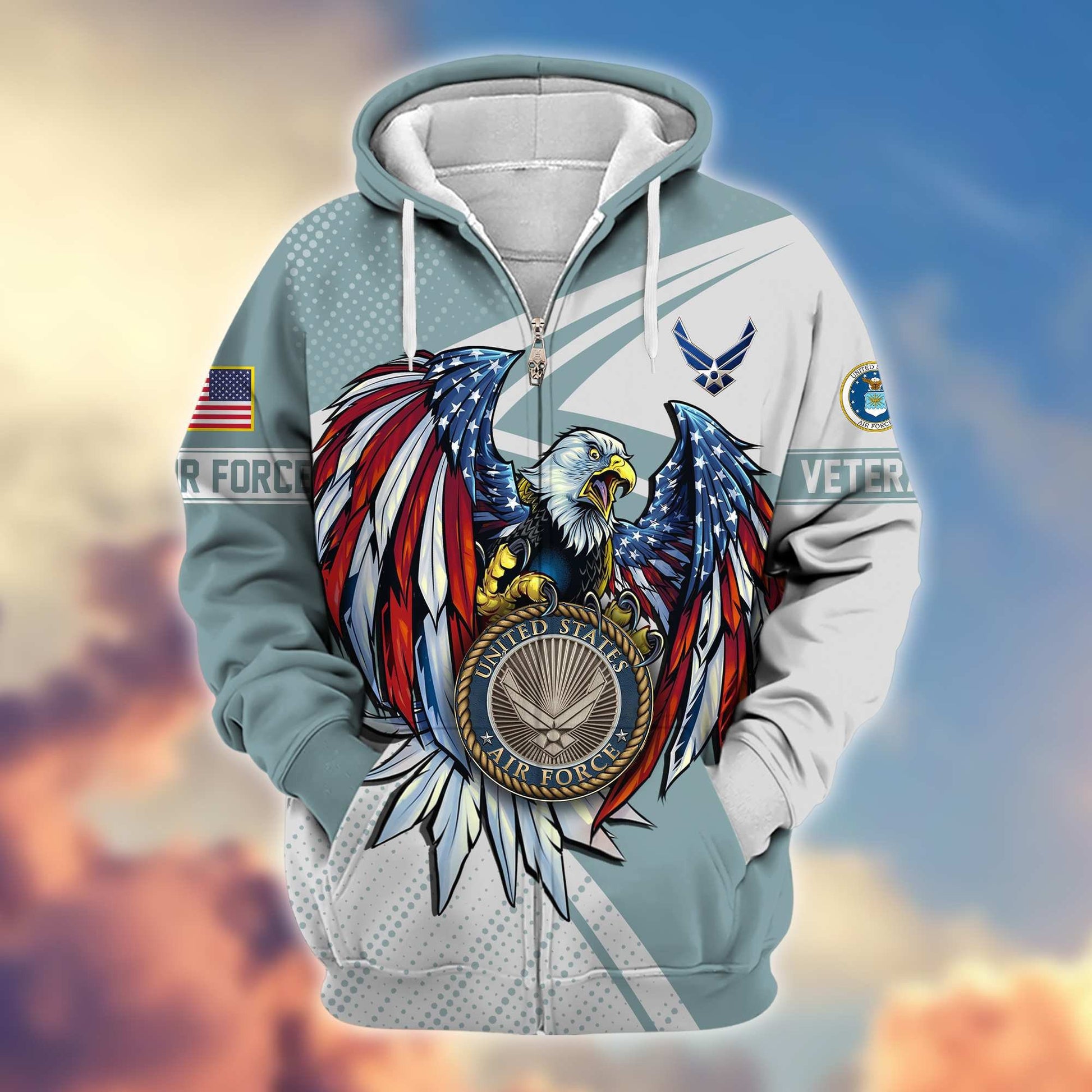 Premium USAF Veteran Zip Hoodie VPVC605612, Gifts For Air Force Veteran