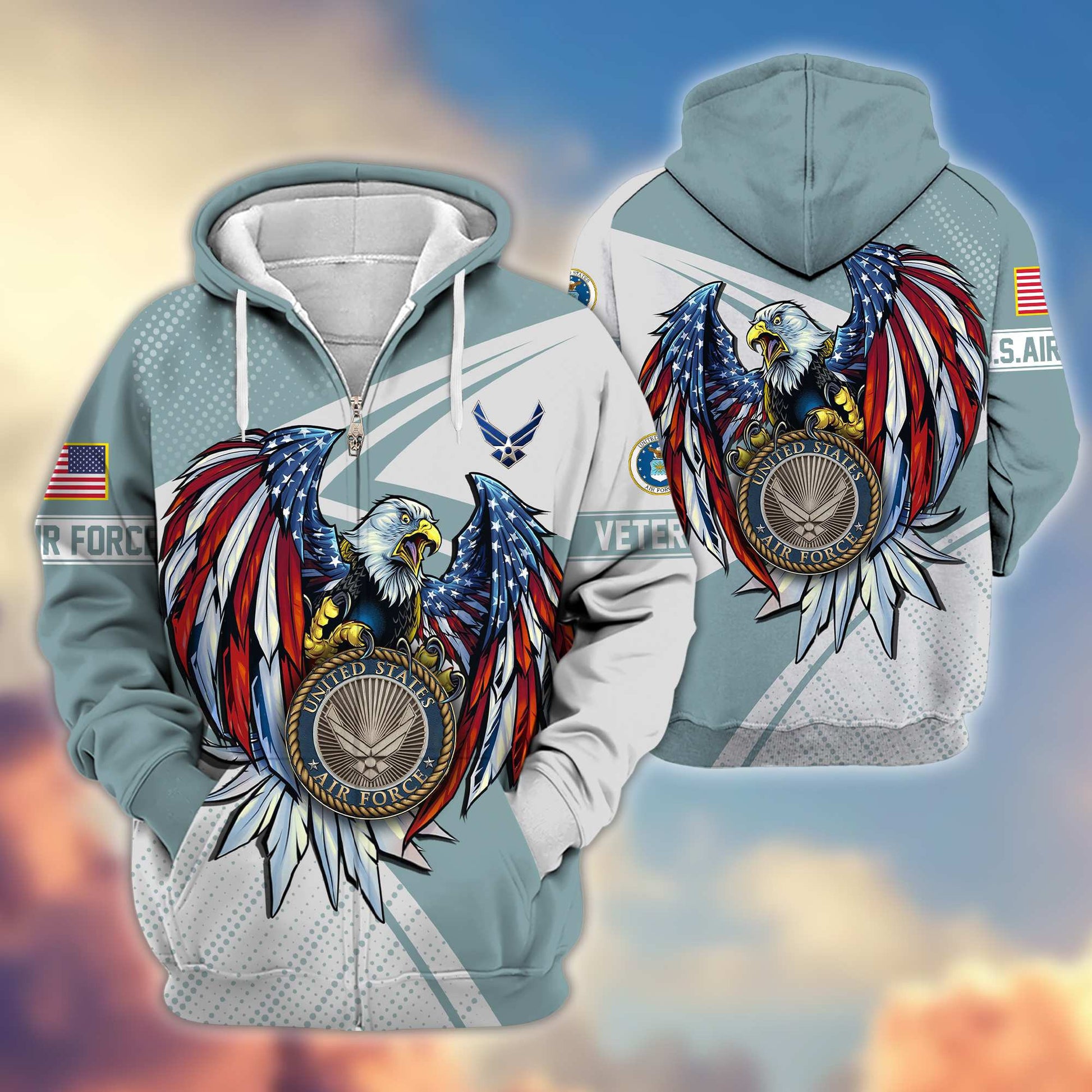 Premium USAF Veteran Zip Hoodie VPVC605612, Gifts For Air Force Veteran