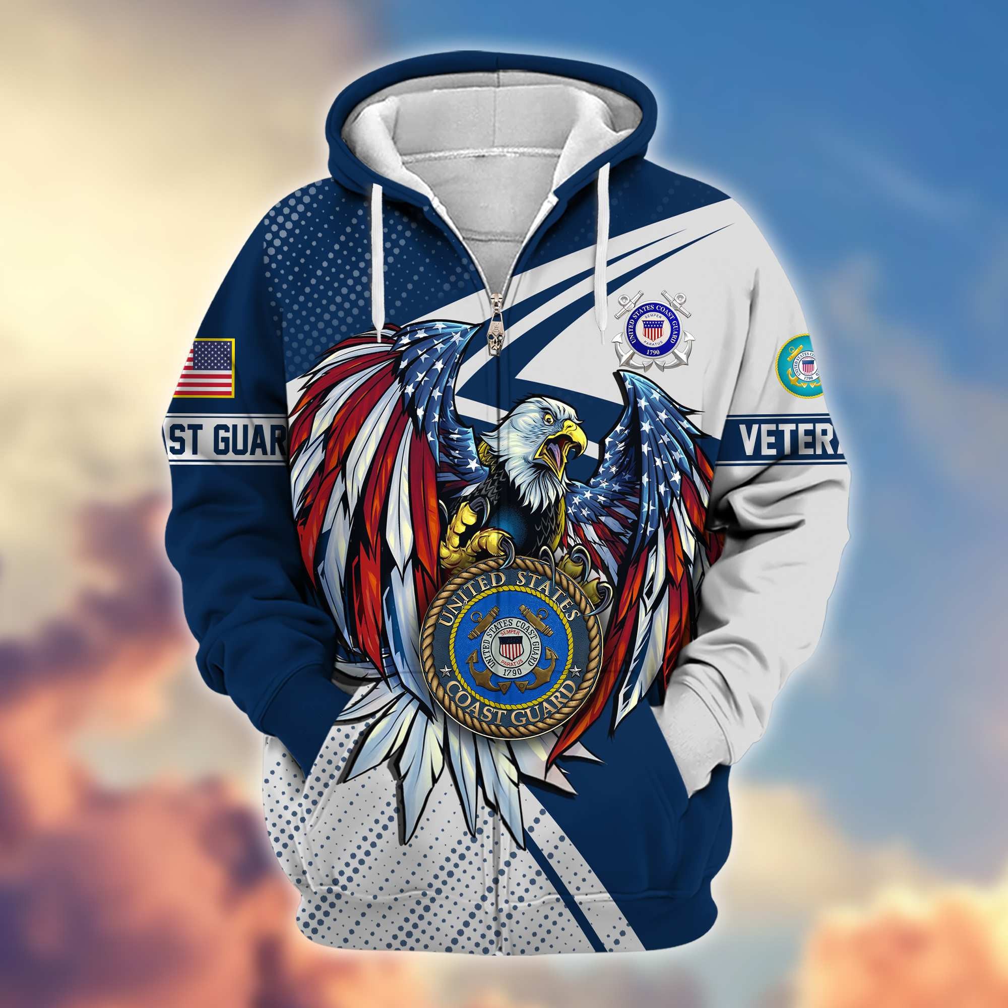 Premium USCG Veteran Zip Hoodie VPVC605605, Gifts For Coast Guard Veteran