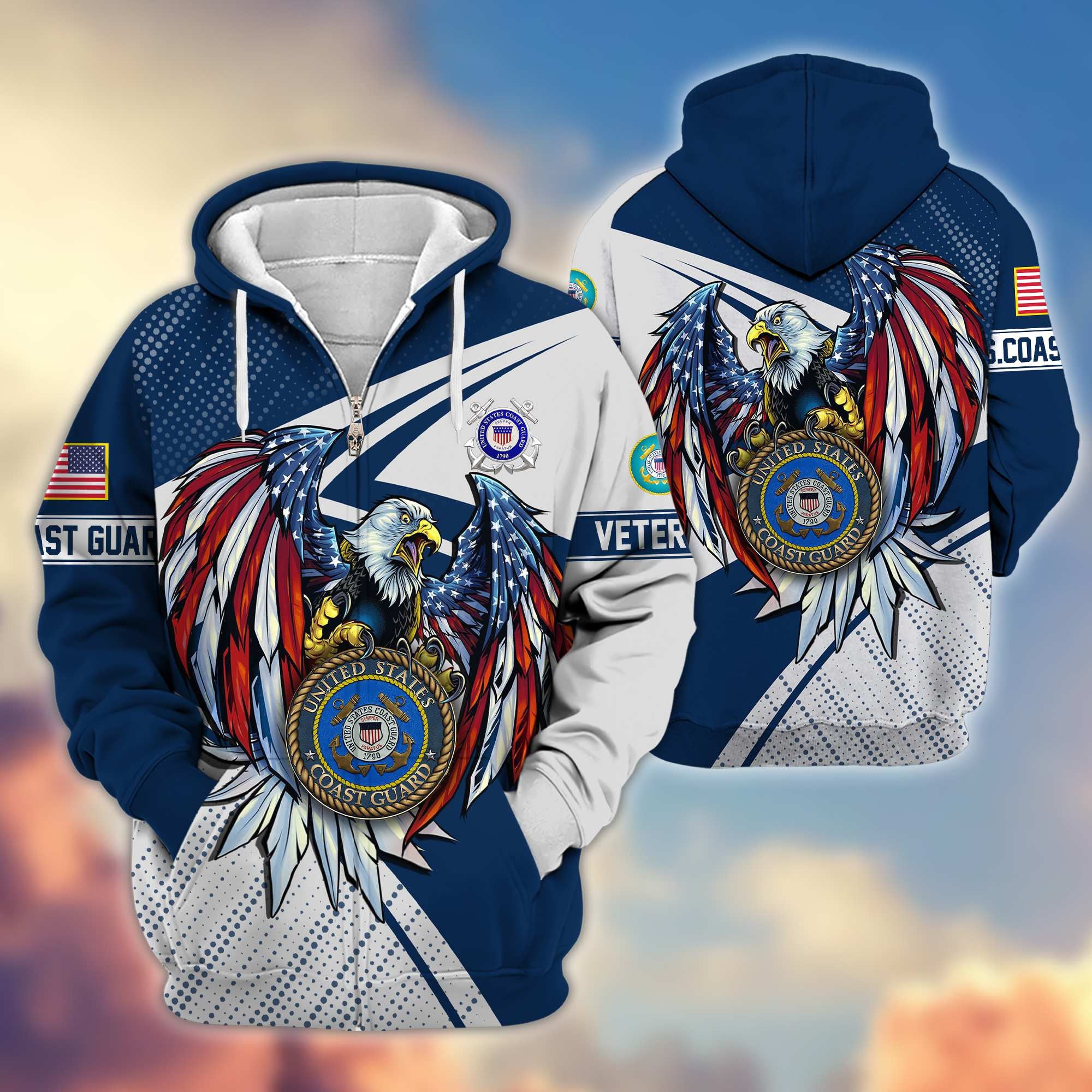 Premium USCG Veteran Zip Hoodie VPVC605605, Gifts For Coast Guard Veteran