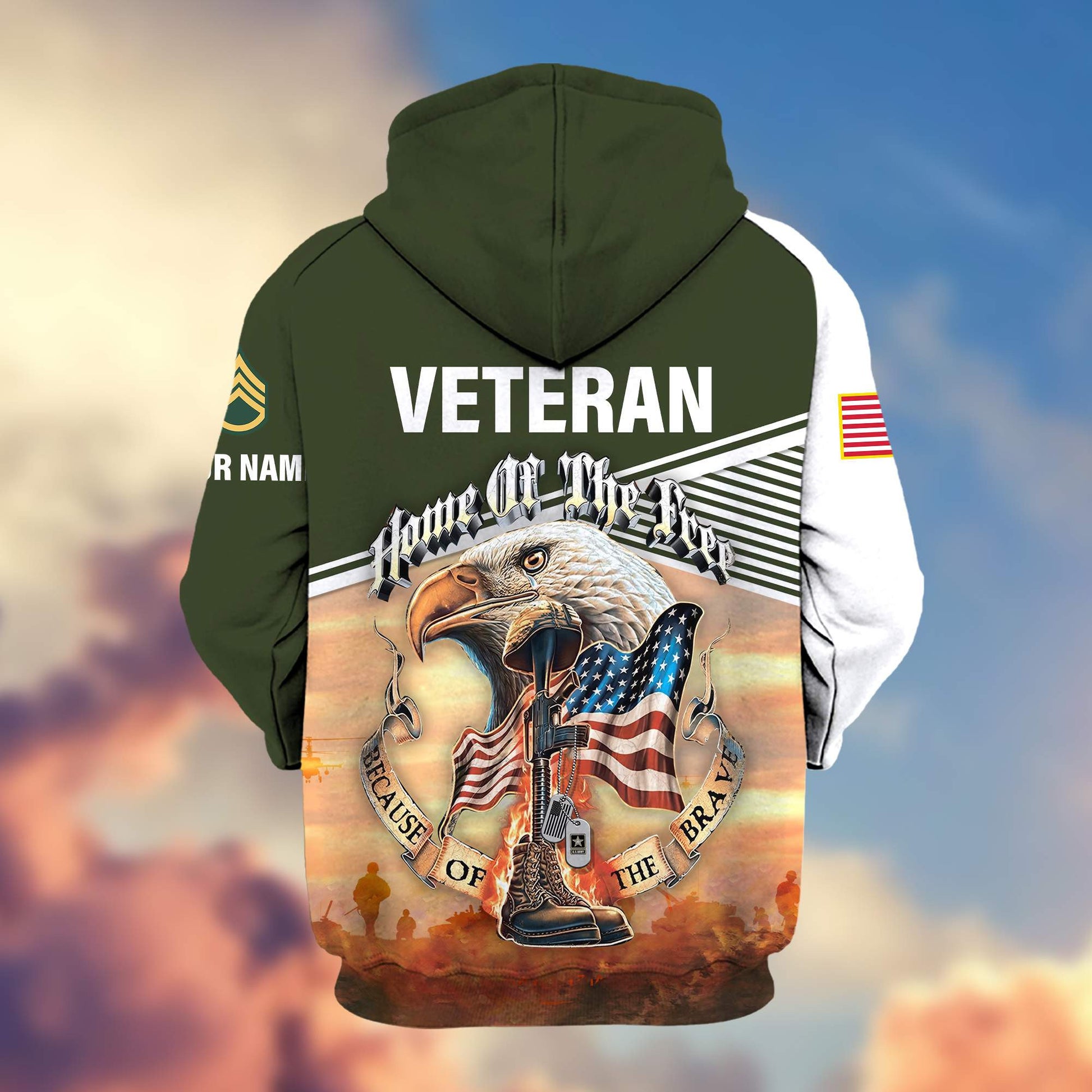 Premium Custom Name, Rank, US Army Veteran Zip Hoodie VPVC605710, Gifts For Army Veteran